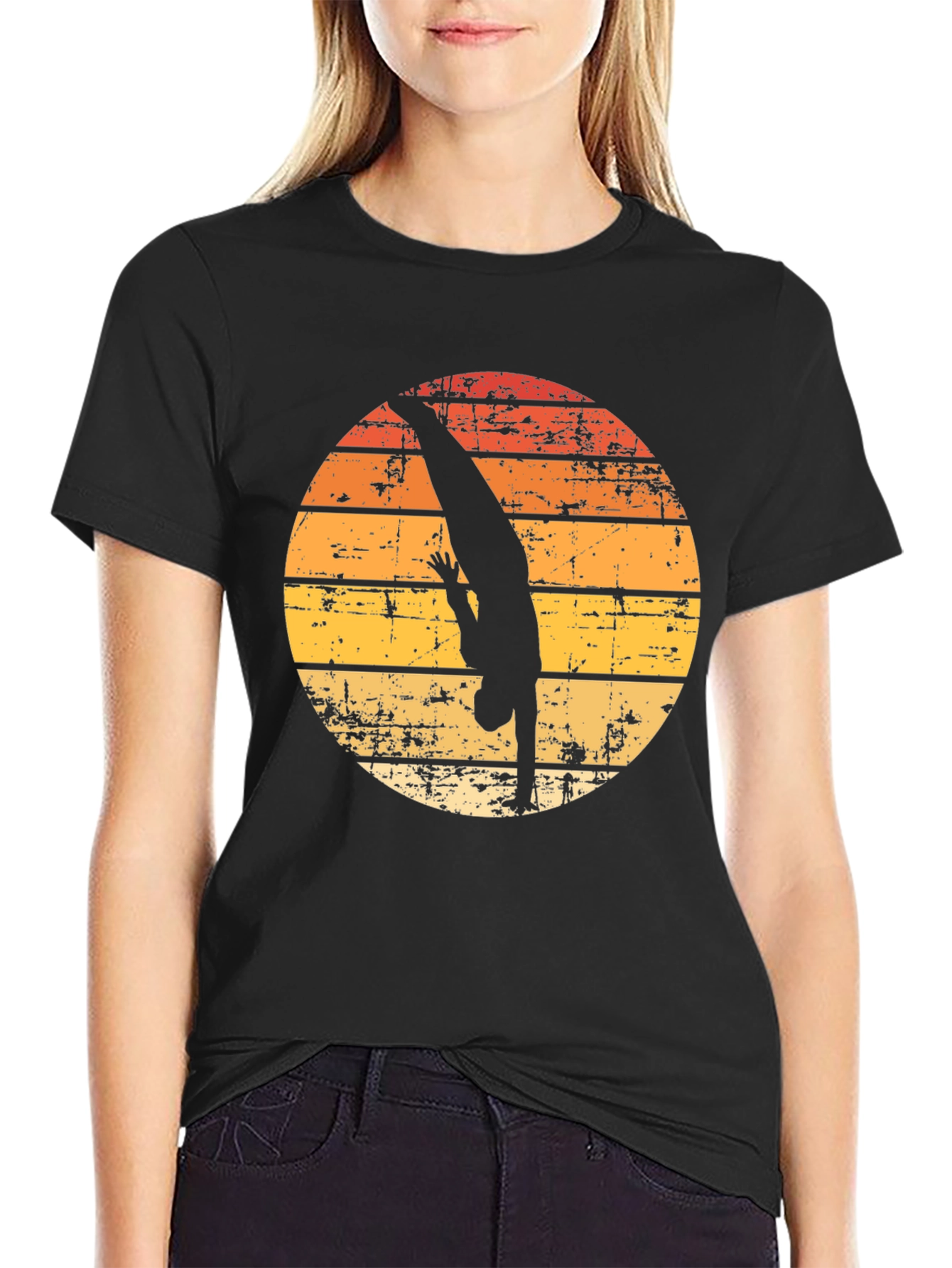 Sunset Diver Graphic Tee - Retro Style