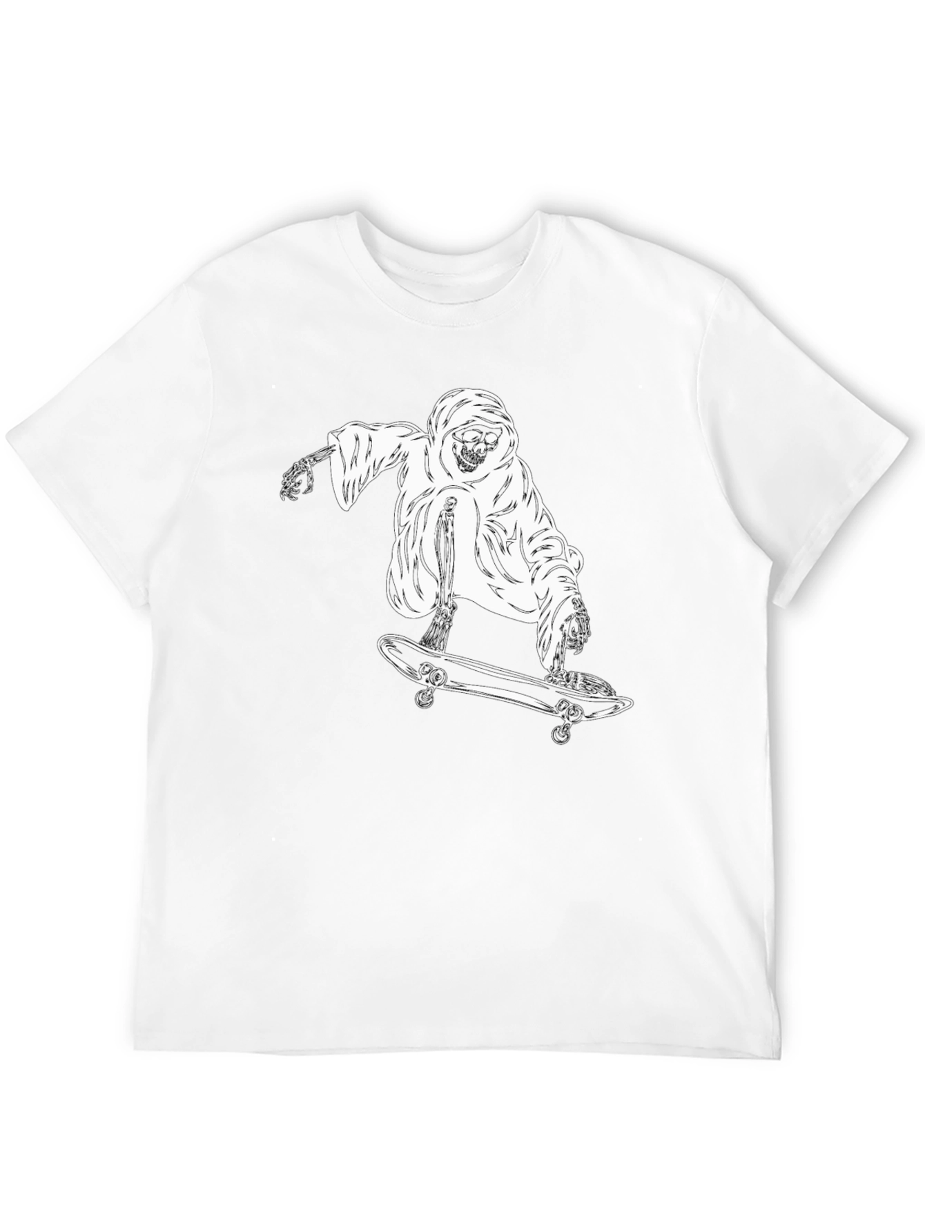 Grim Reaper Skateboarder Graphic T-Shirt - Black