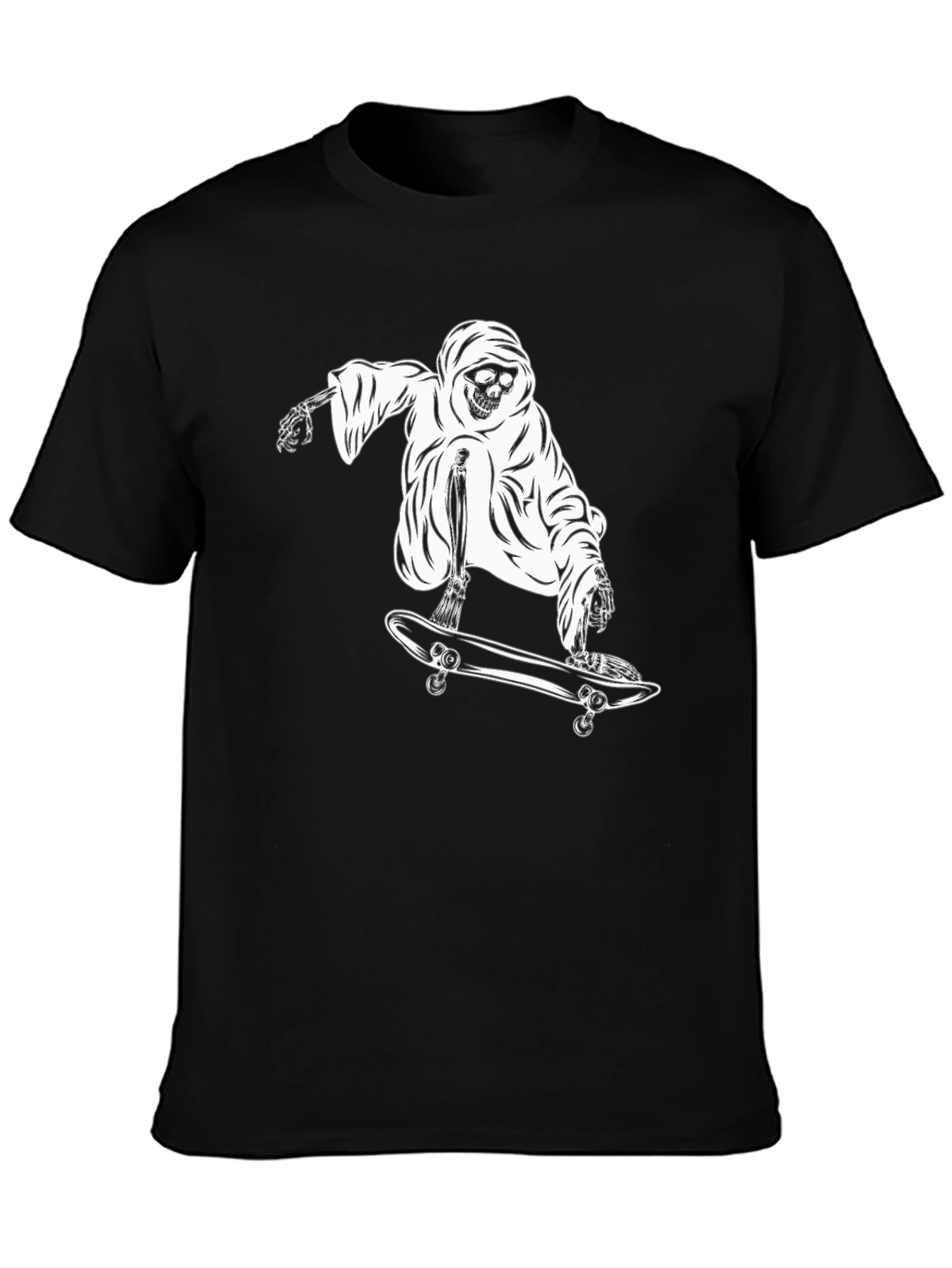 Grim Reaper Skateboarder Graphic T-Shirt - Black