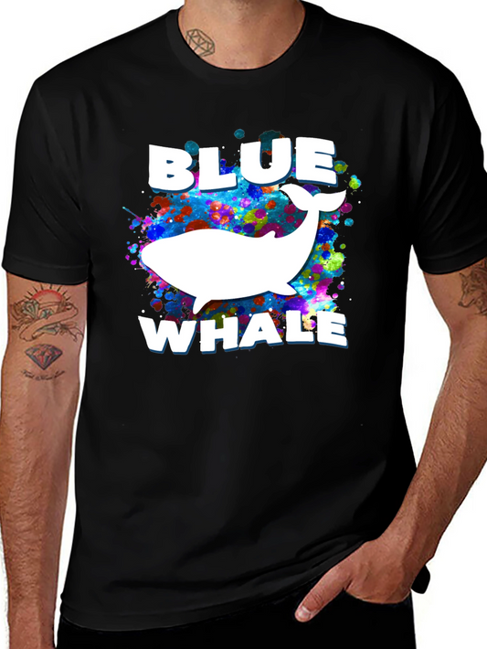 Blue Whale Graphic Print Black T-Shirt