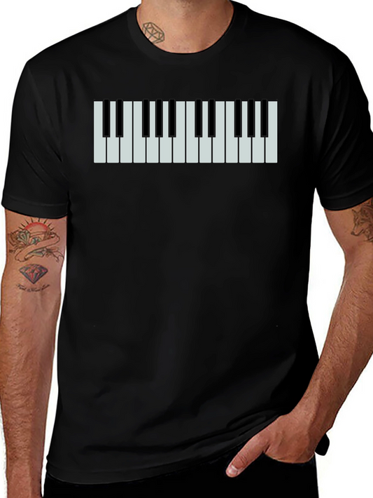 Piano Keys Graphic Print Black T-Shirt
