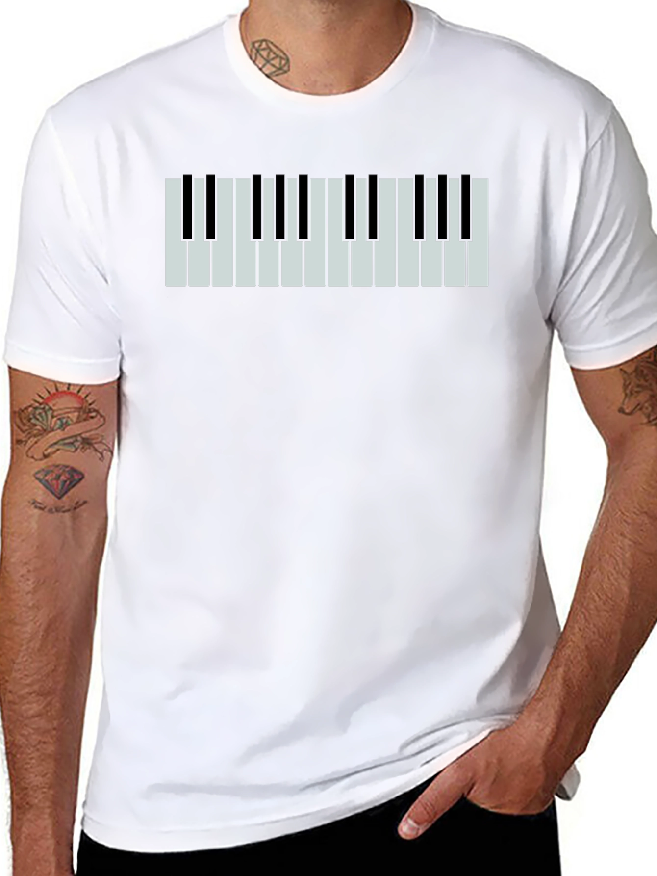 Piano Keys Graphic Print Black T-Shirt
