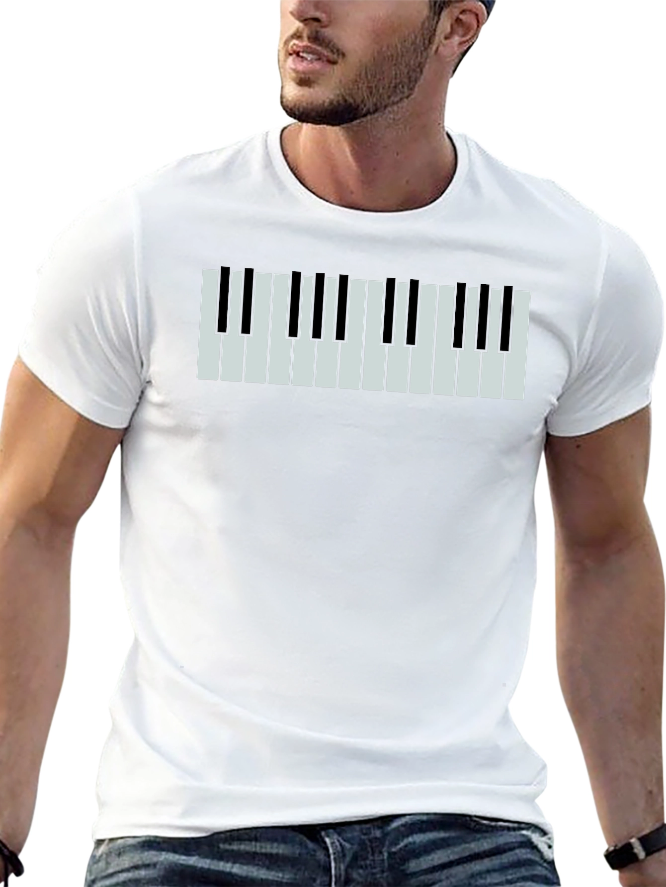 Piano Keys Graphic Print Black T-Shirt