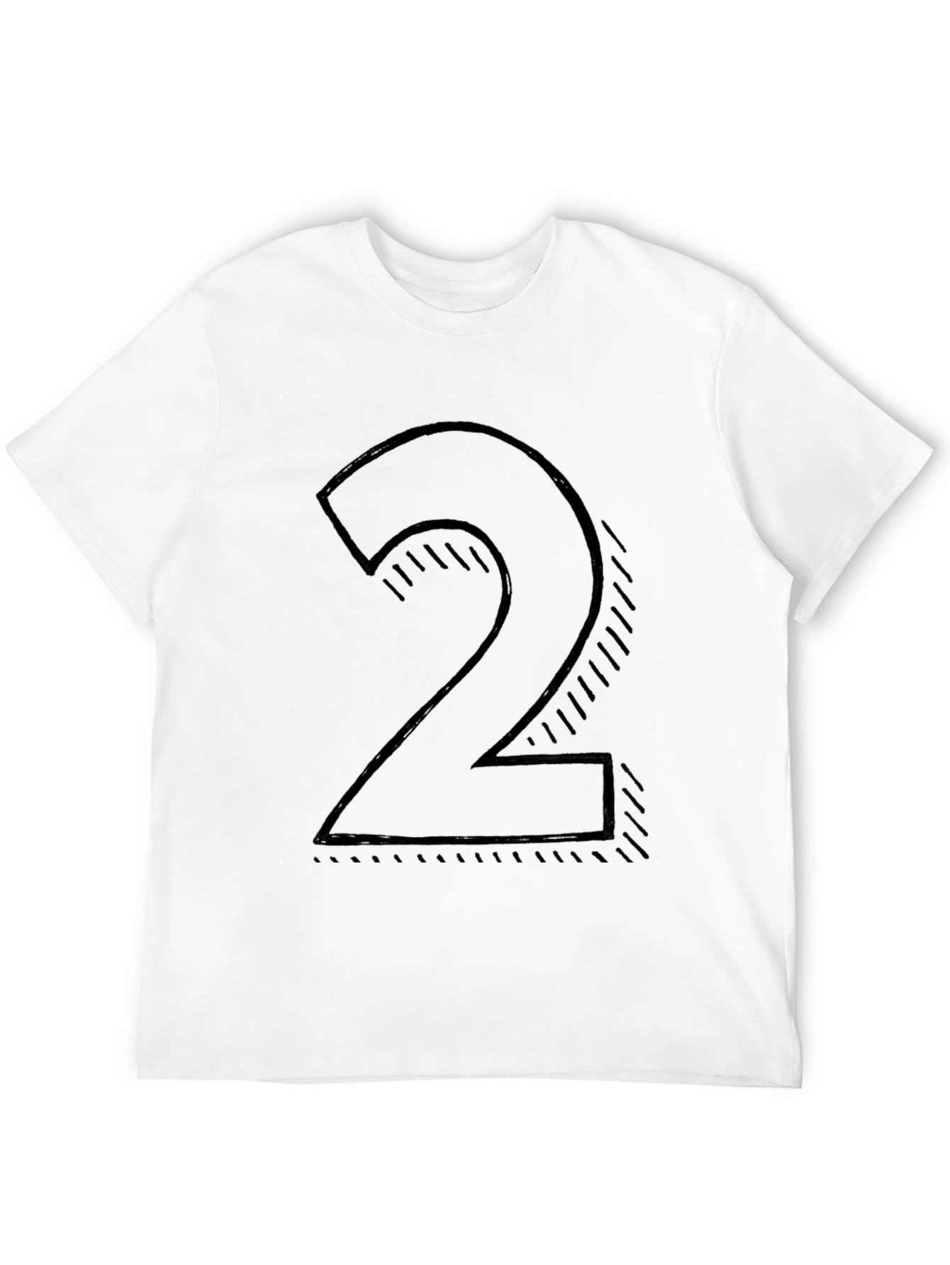 Mens Black T-shirt with Number 2 Graphic
