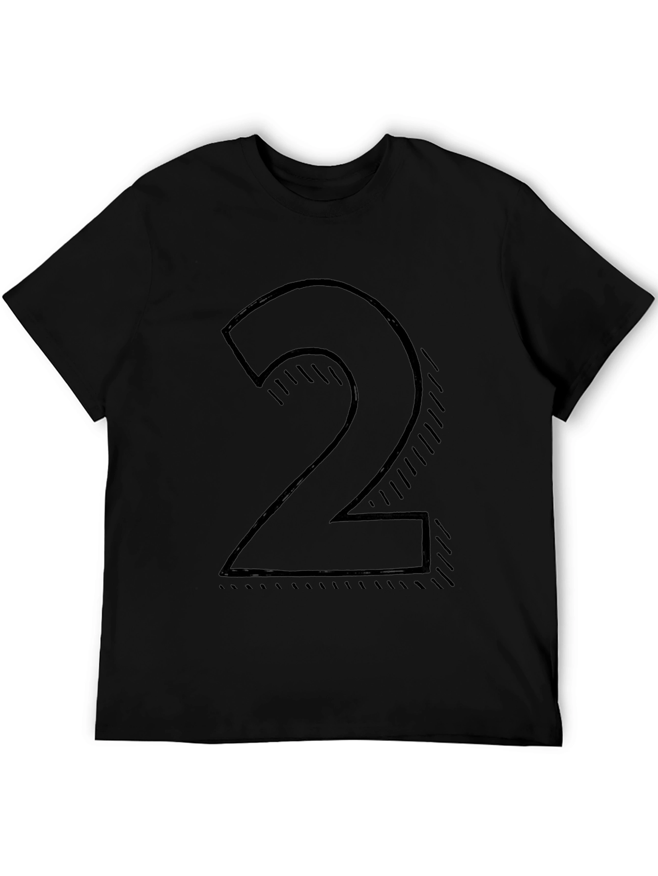 Mens Black T-shirt with Number 2 Graphic