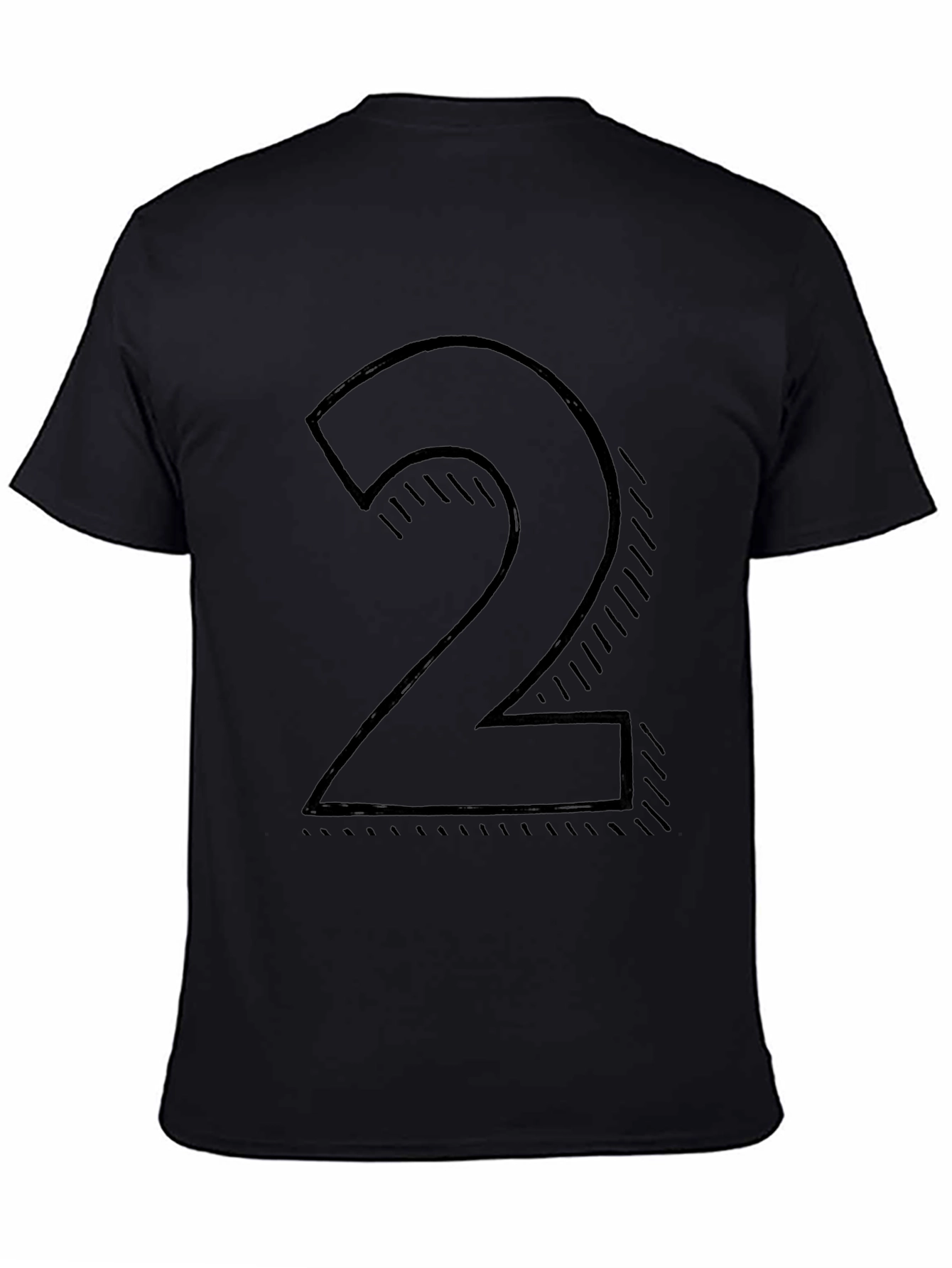 Mens Black T-shirt with Number 2 Graphic