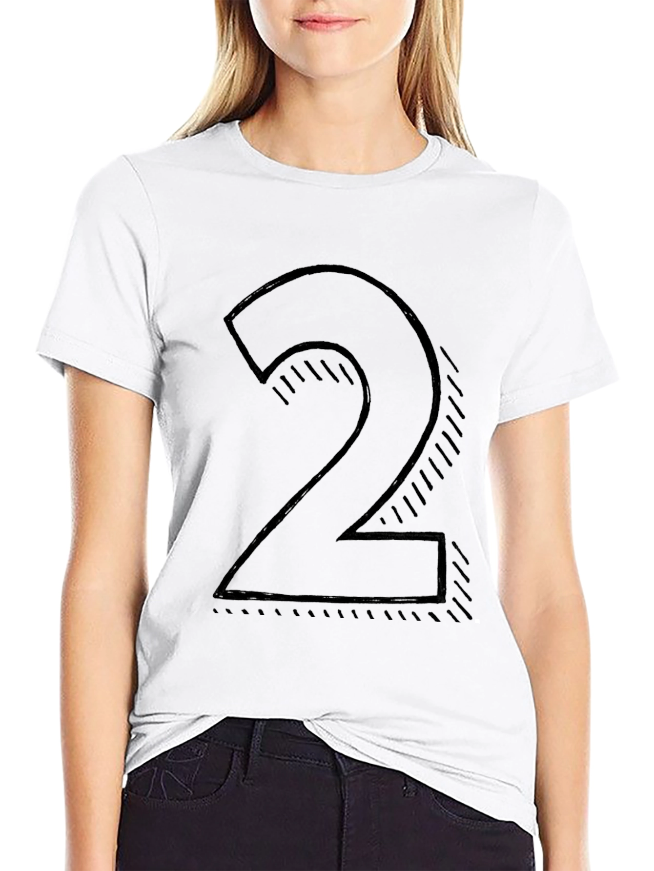 Mens Black T-shirt with Number 2 Graphic