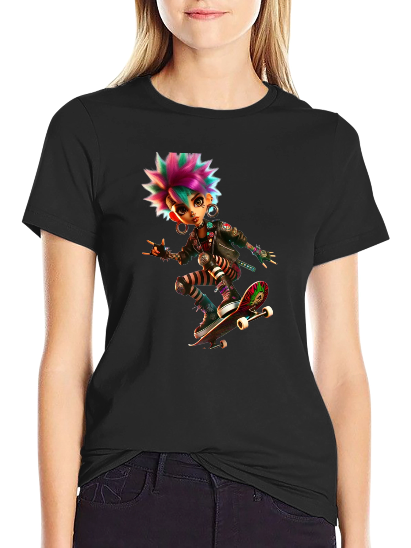 Punk Skater Graphic Tee - Bold & Edgy Design