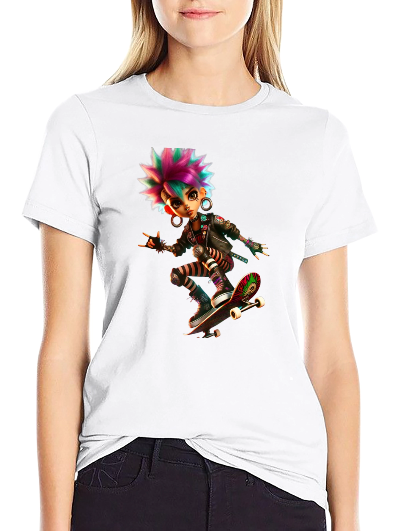 Punk Skater Graphic Tee - Bold & Edgy Design