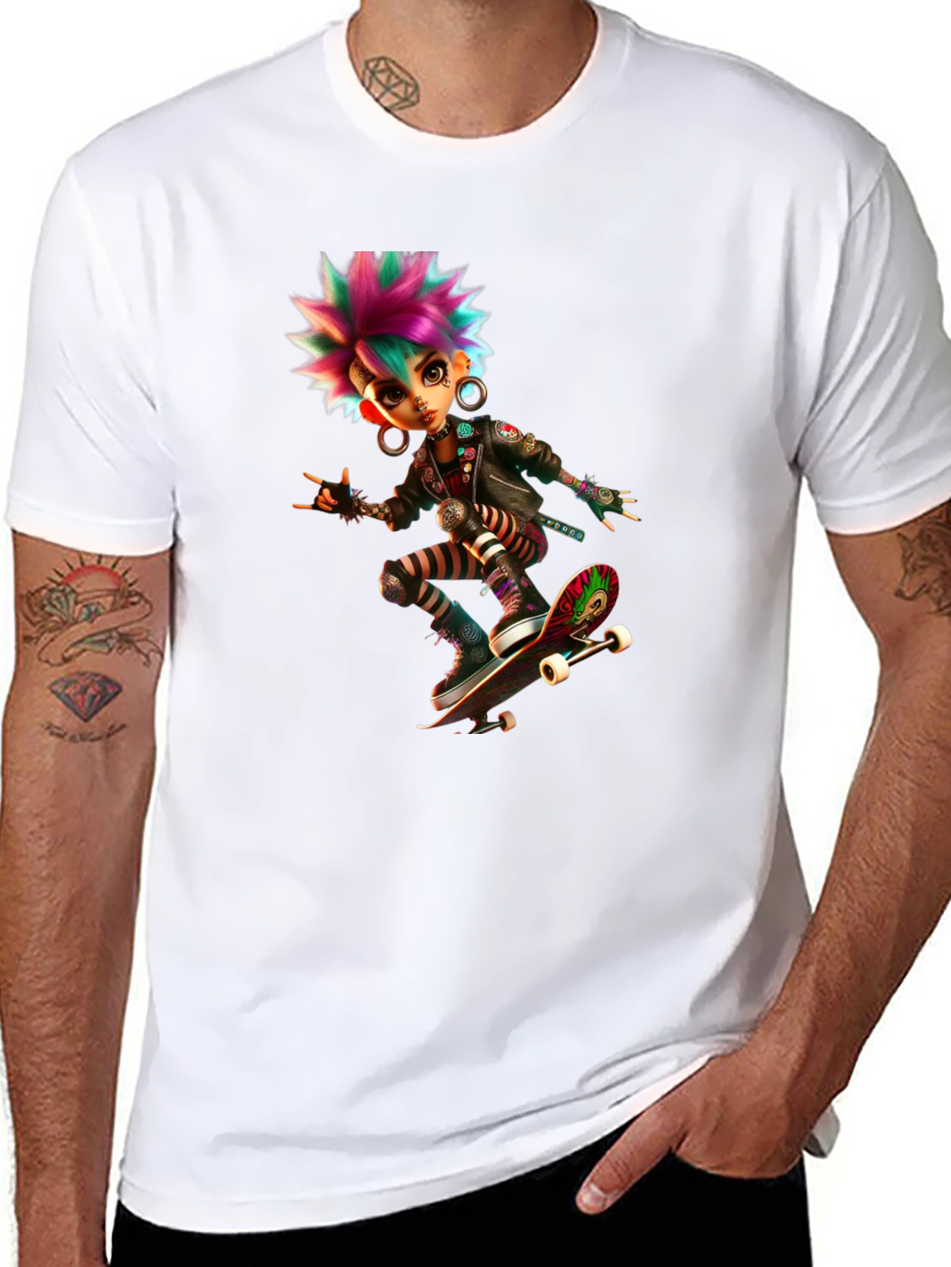 Punk Skater Graphic Tee - Bold & Edgy Design