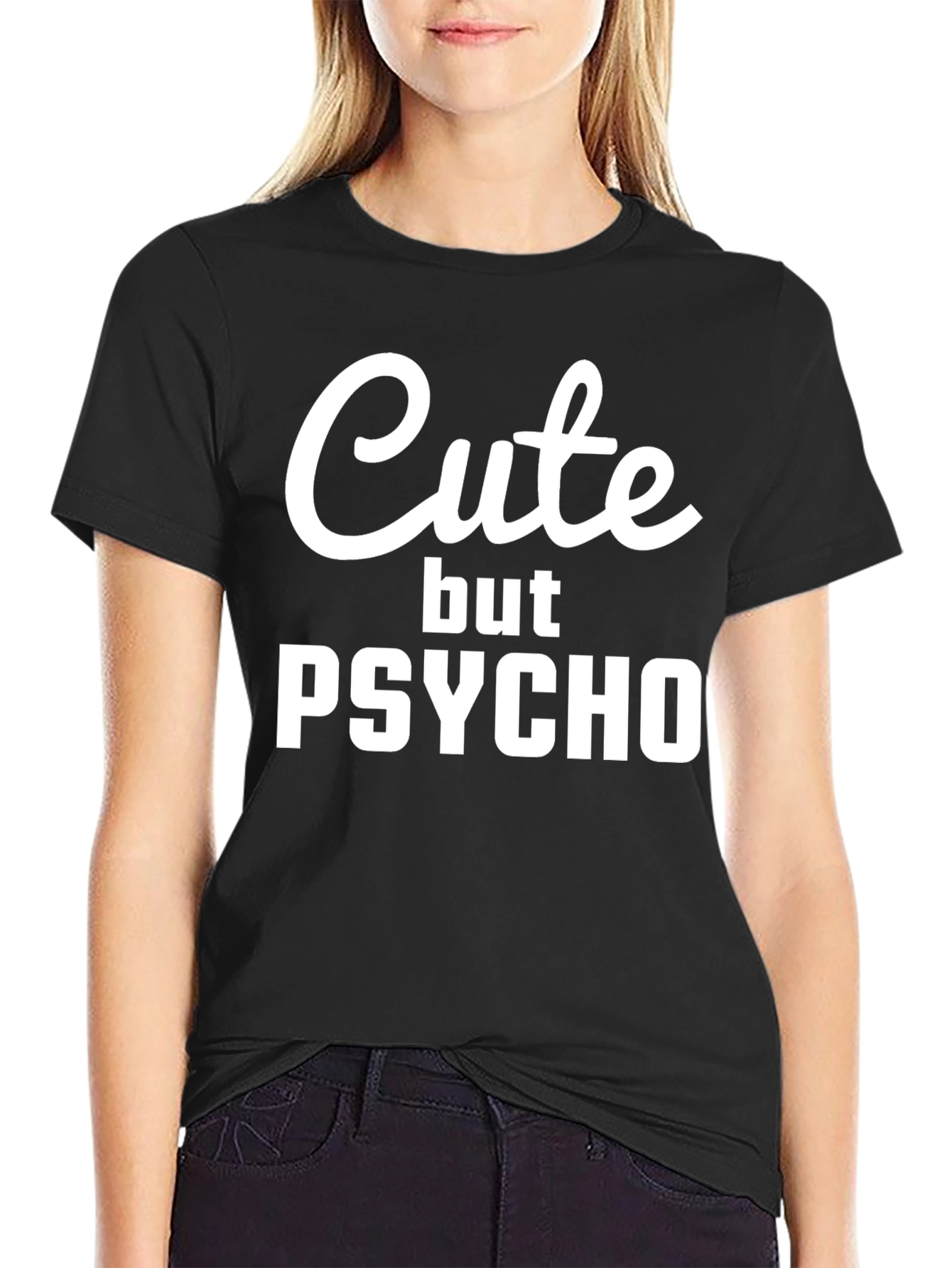 Cute But Psycho Black Graphic T-Shirt