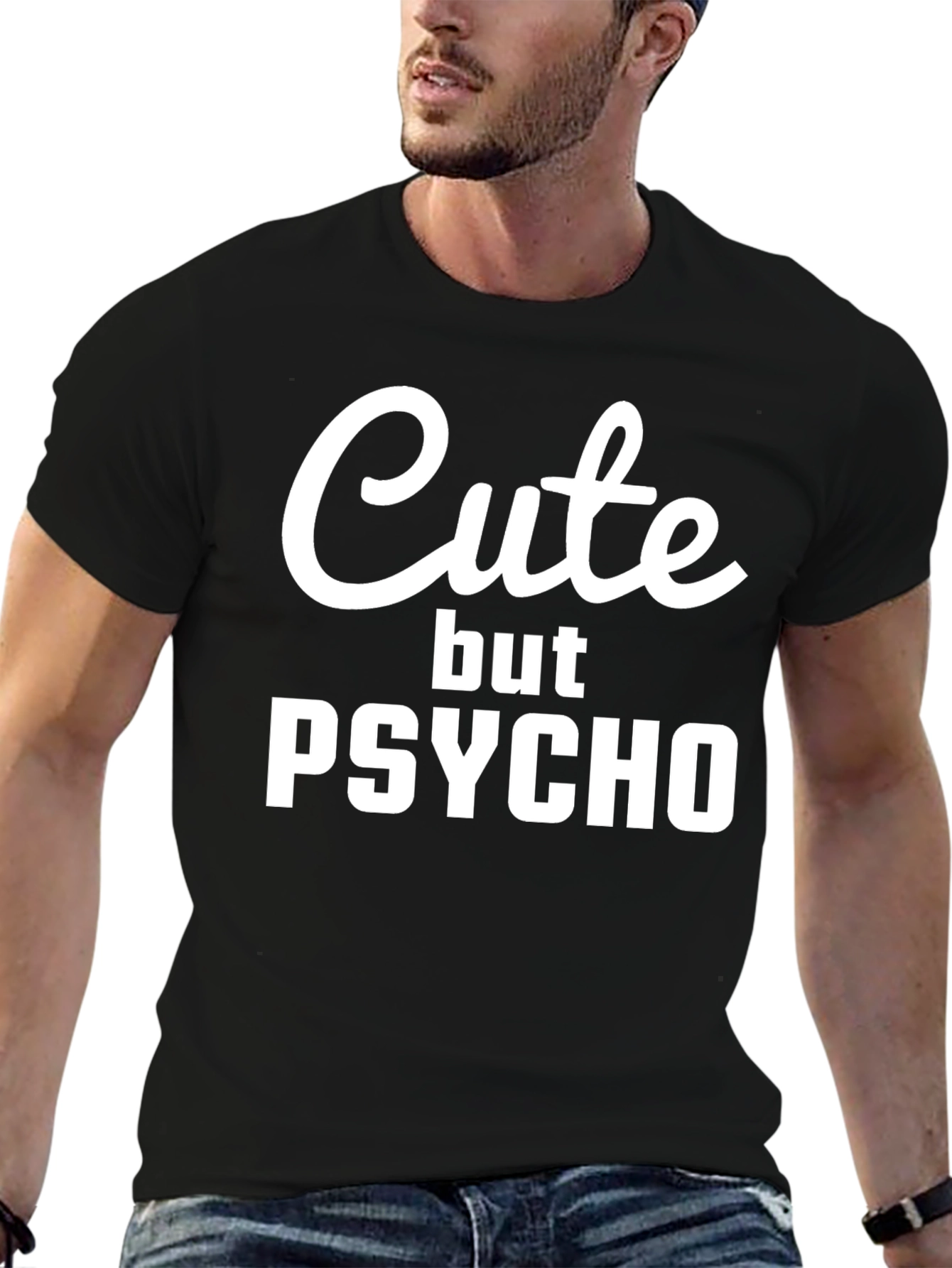 Cute But Psycho Black Graphic T-Shirt