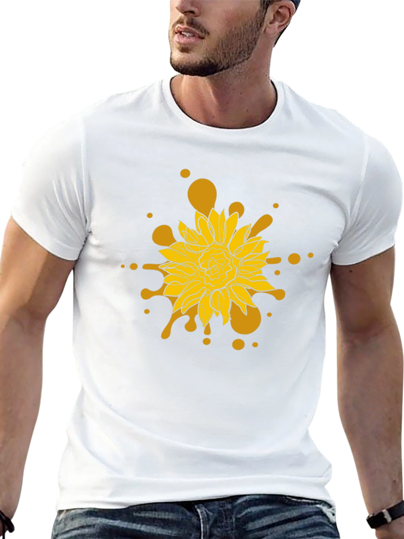 Sunflower Splash Black T-Shirt
