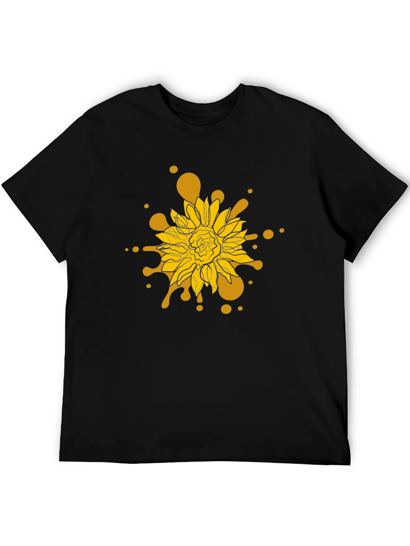 Sunflower Splash Black T-Shirt