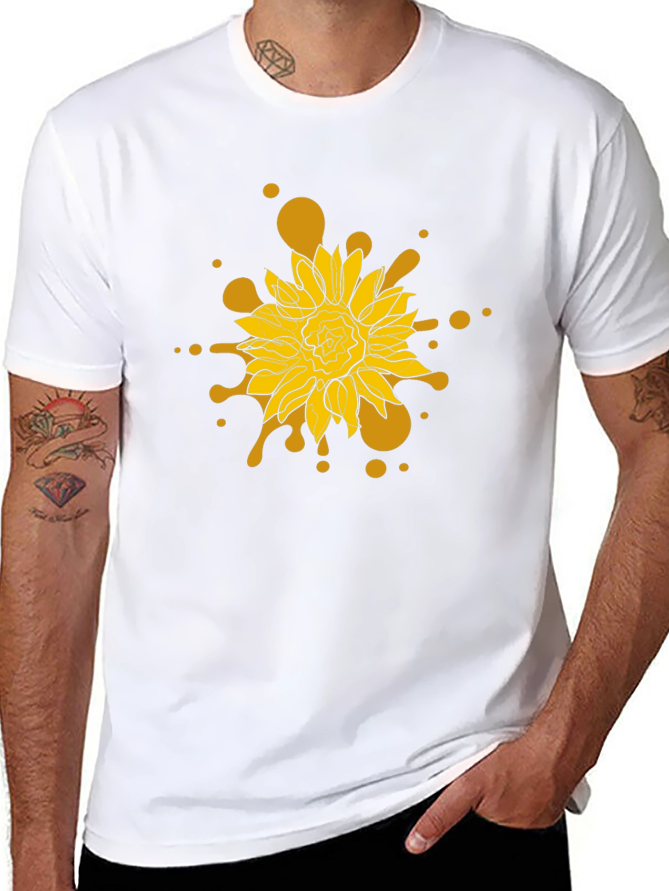 Sunflower Splash Black T-Shirt