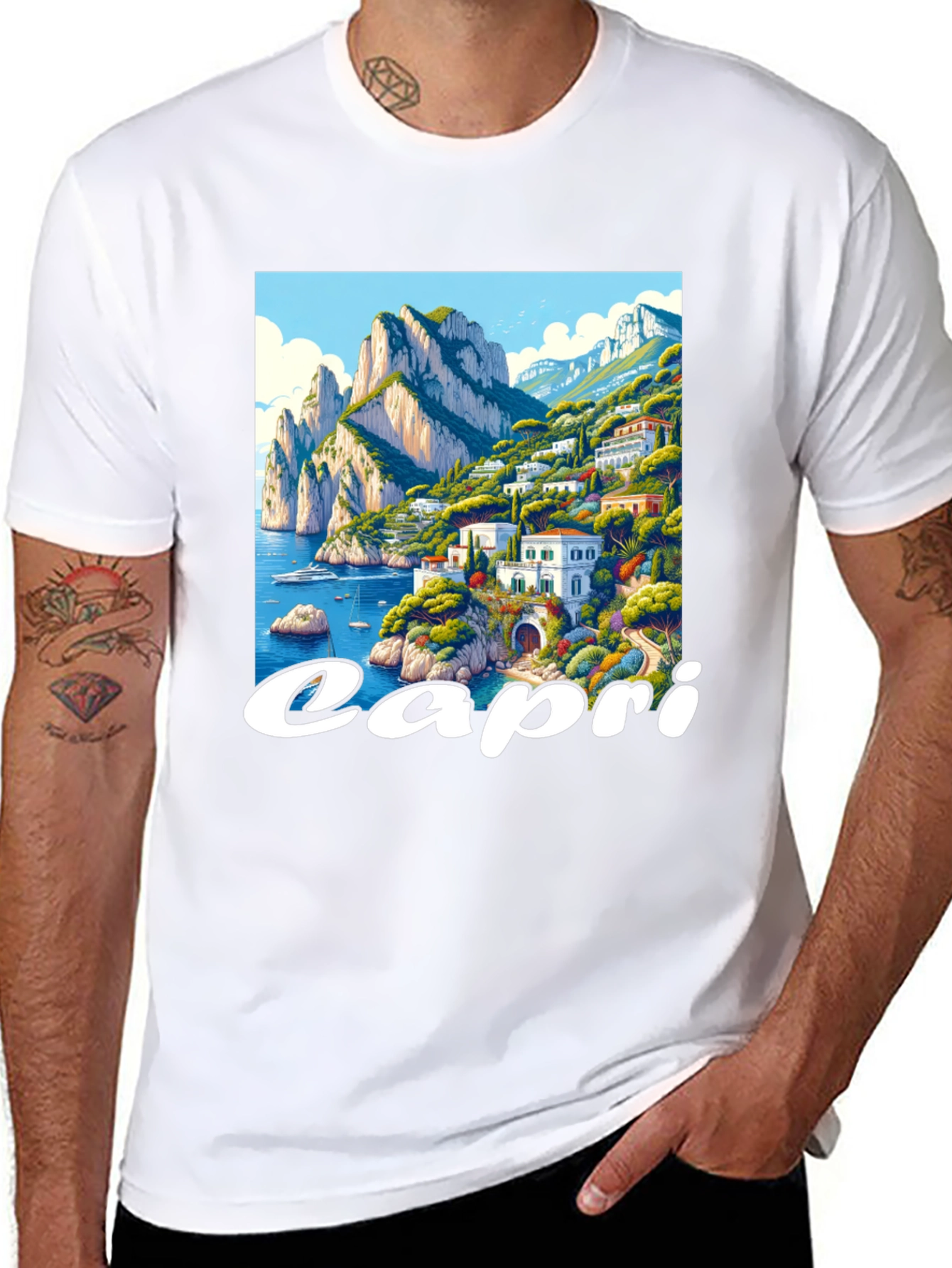 Capri Island Graphic Tee - Mens Black T-Shirt
