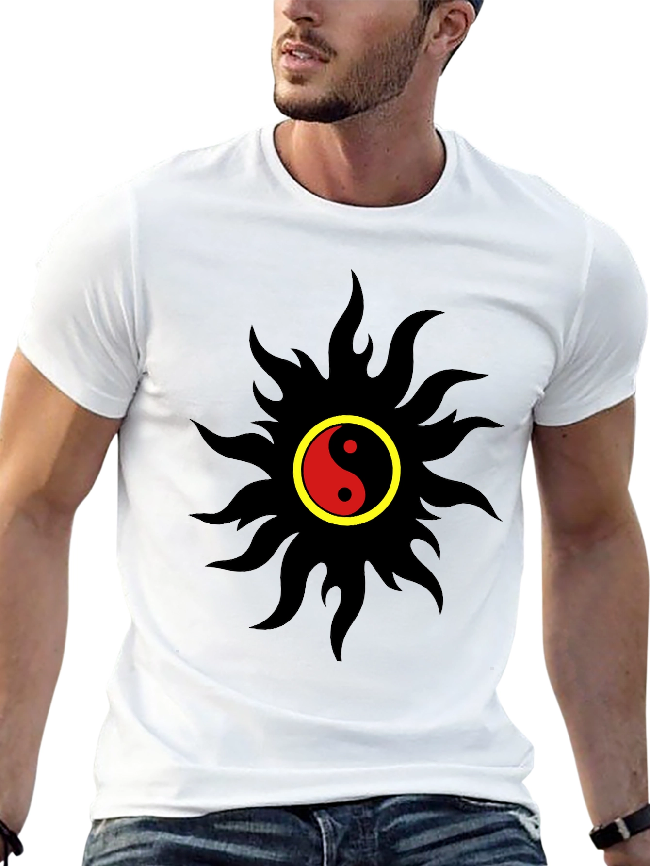 Yin Yang Sun Graphic T-Shirt - Black