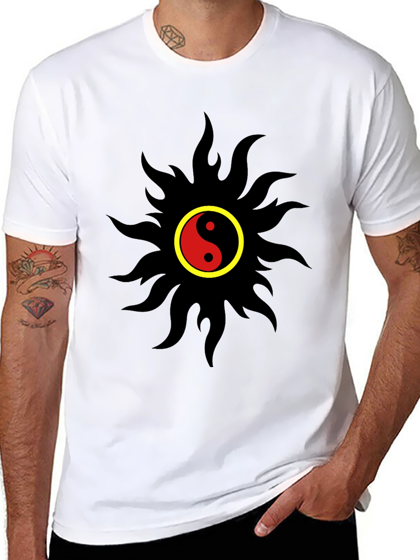 Yin Yang Sun Graphic T-Shirt - Black