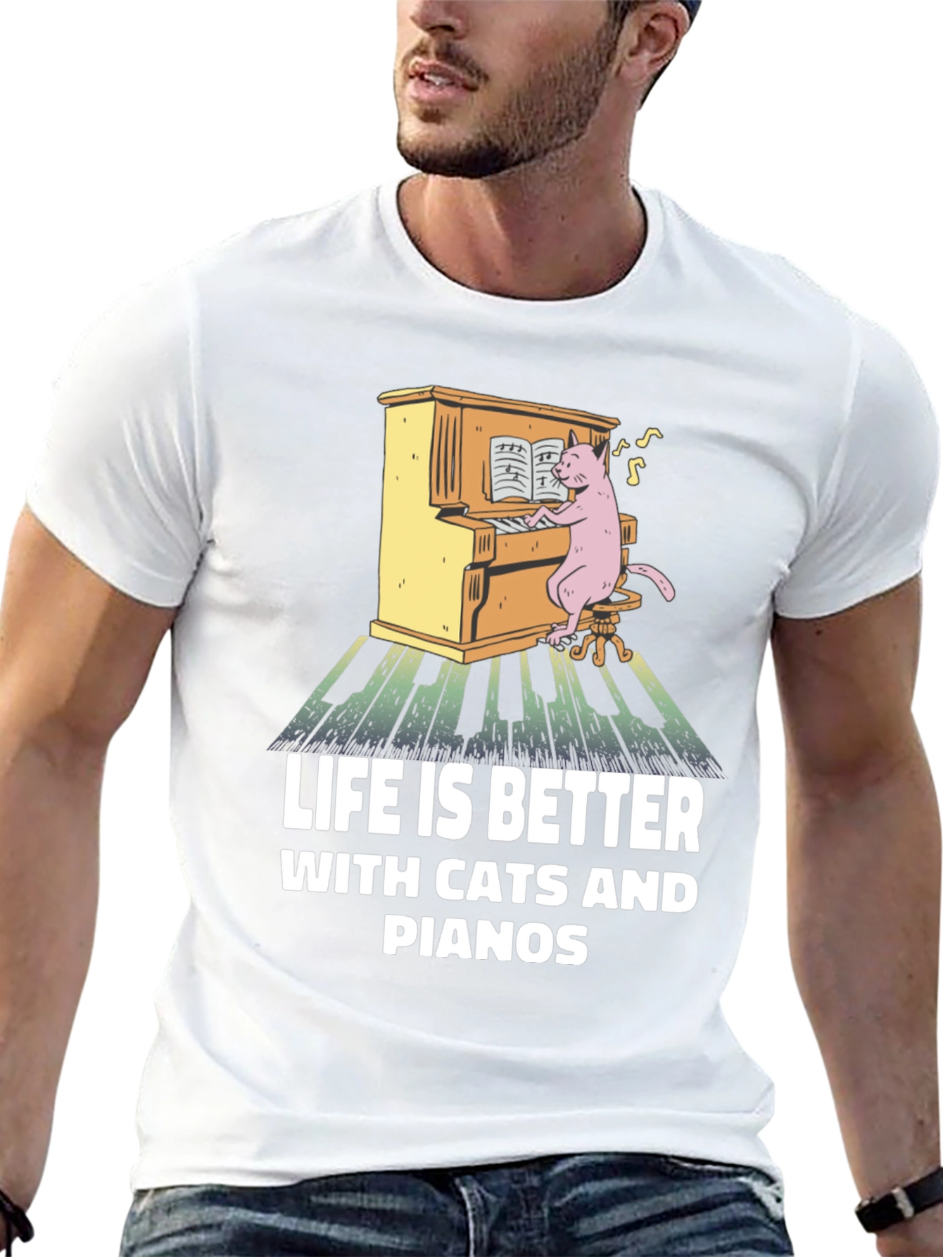 Life is Better with Cats and Pianos T-Shirt