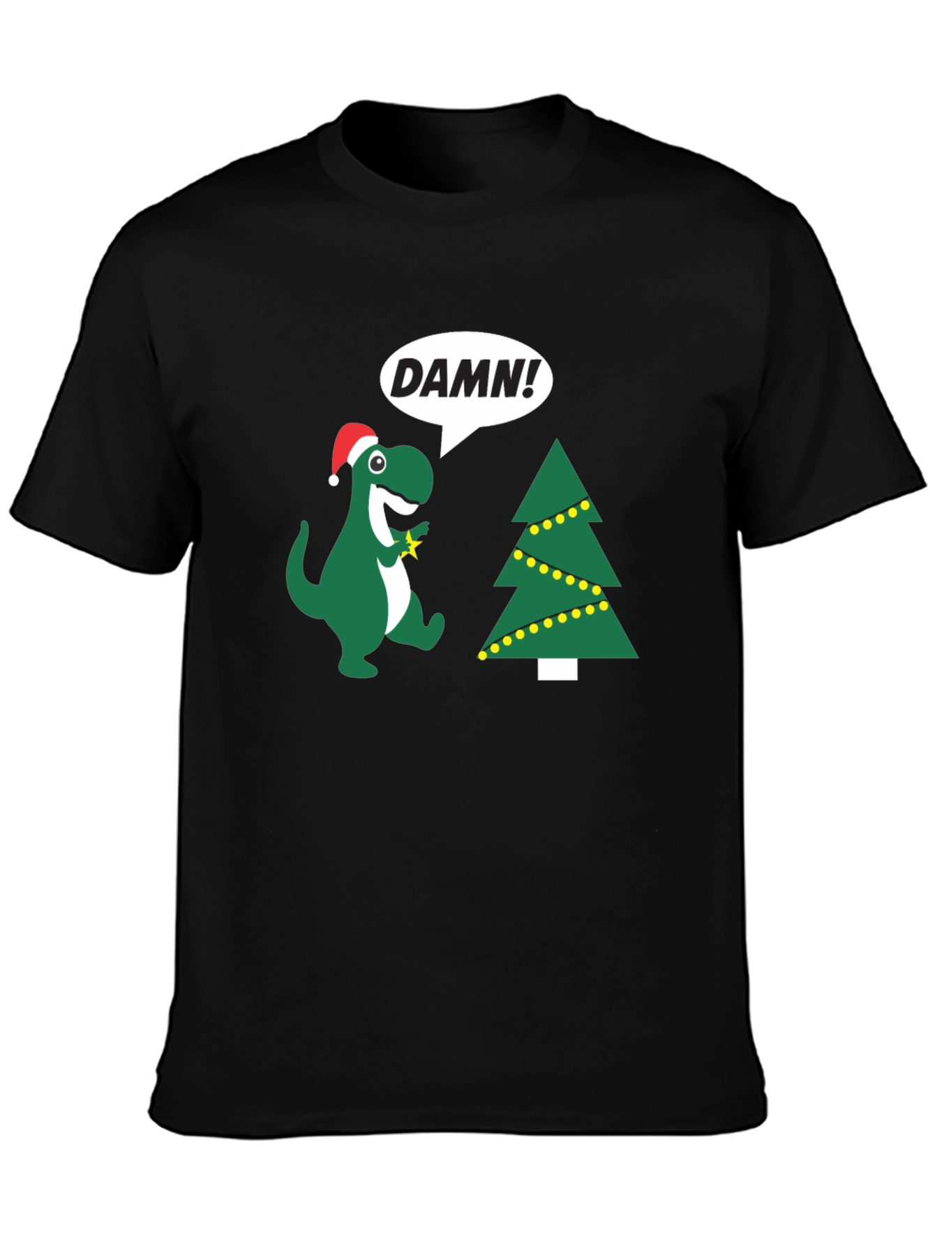 Festive Dinosaur T-Shirt - DAMN! Christmas Tree