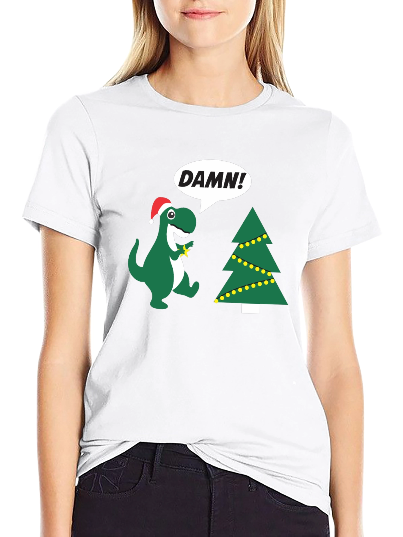 Festive Dinosaur T-Shirt - DAMN! Christmas Tree