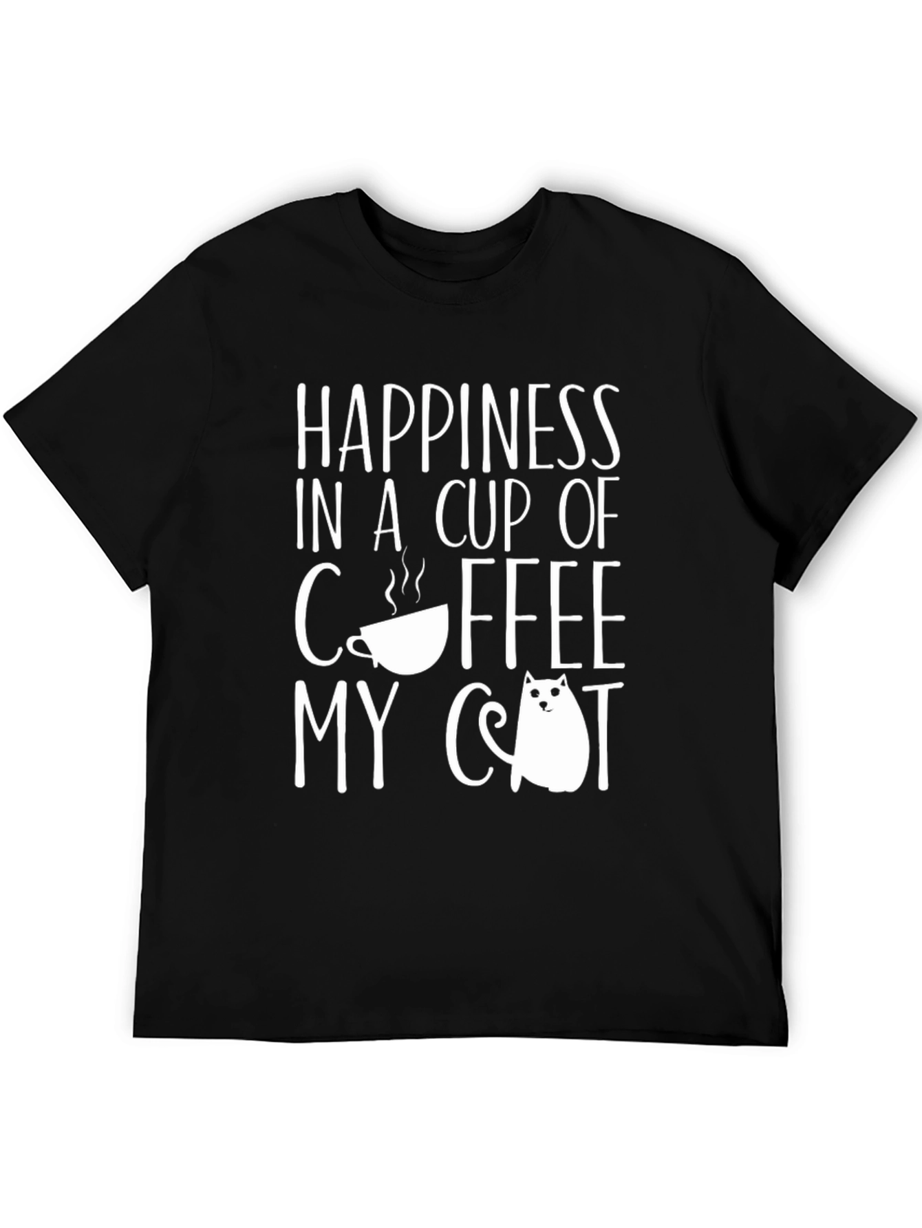 Coffee and Cat T-Shirt - Happiness in a Cup