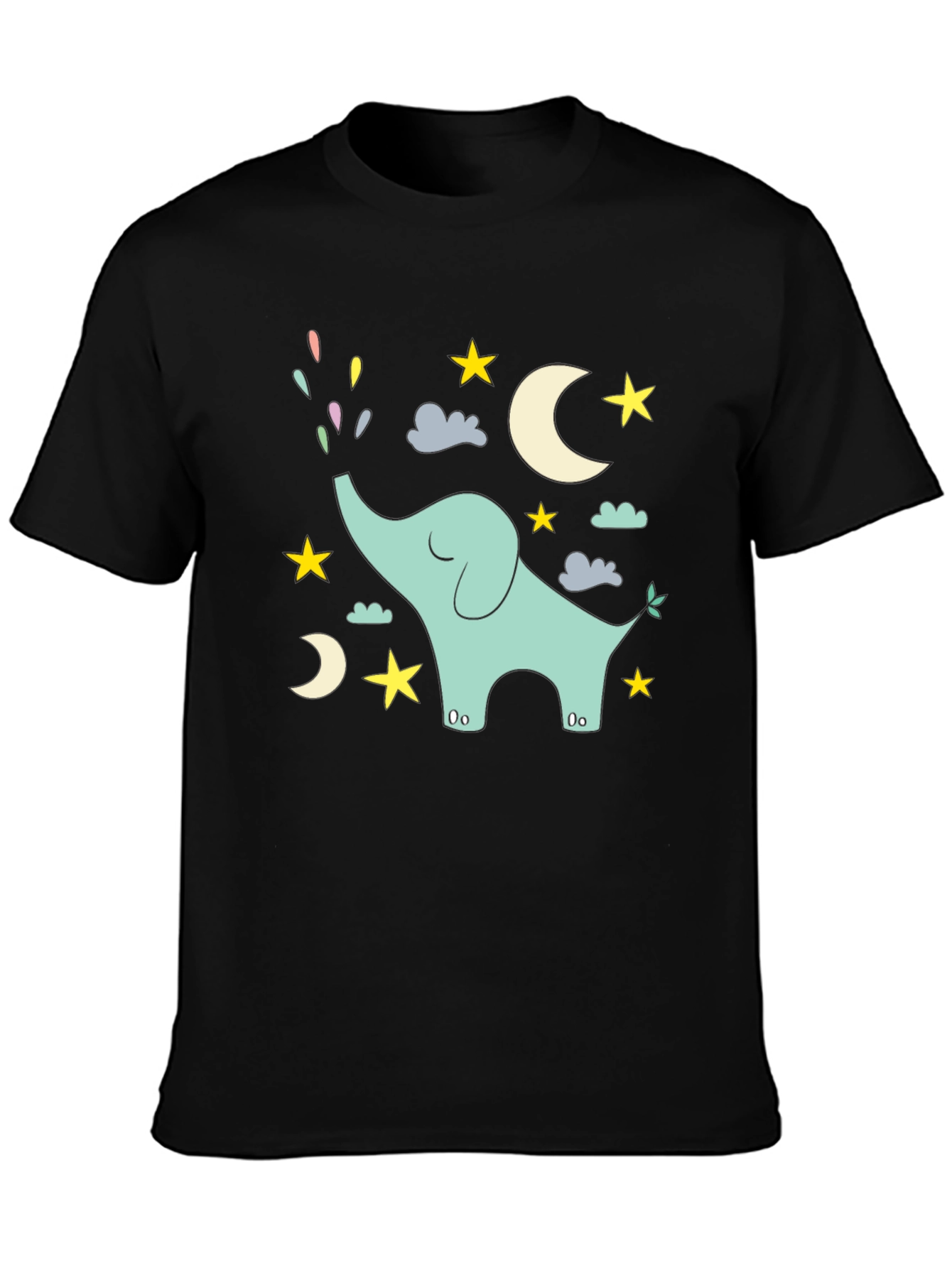 Dreamy Elephant Graphic Tee - Black