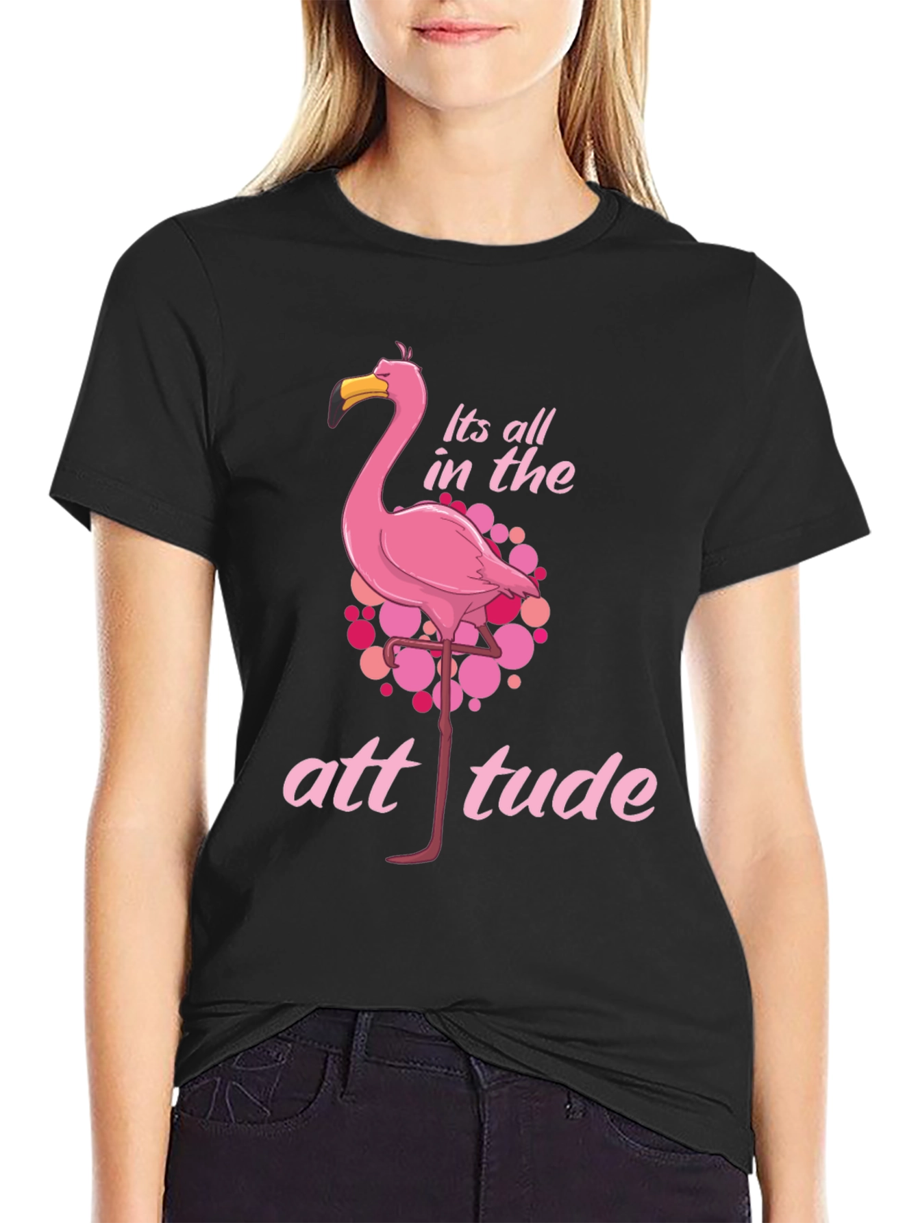 Flamingo Attitude Black T-Shirt