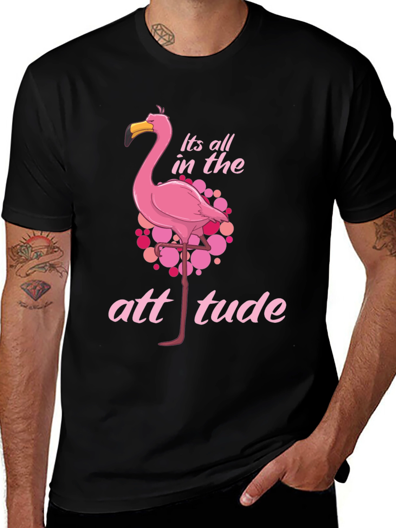 Flamingo Attitude Black T-Shirt