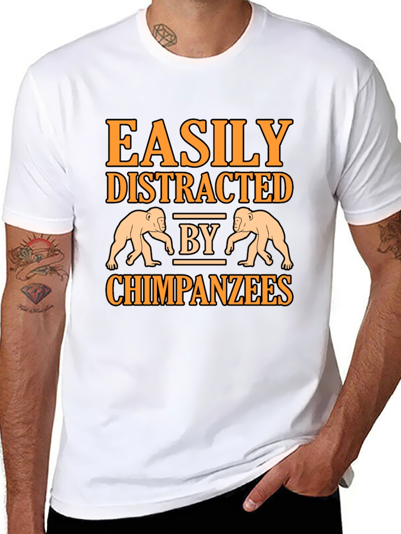 Easily Distracted by Chimpanzees Graphic T-Shirt