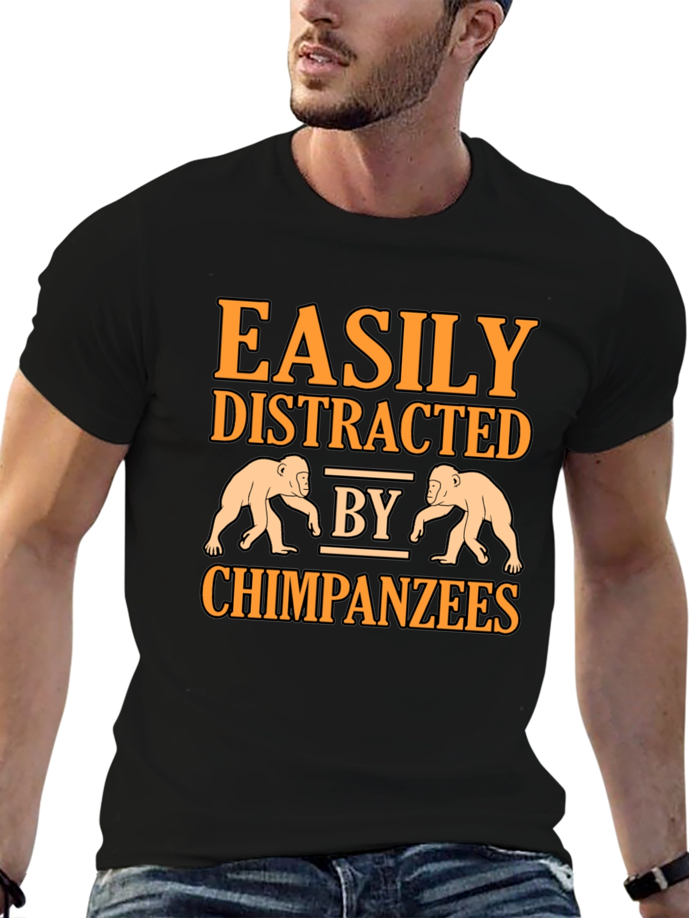 Easily Distracted by Chimpanzees Graphic T-Shirt