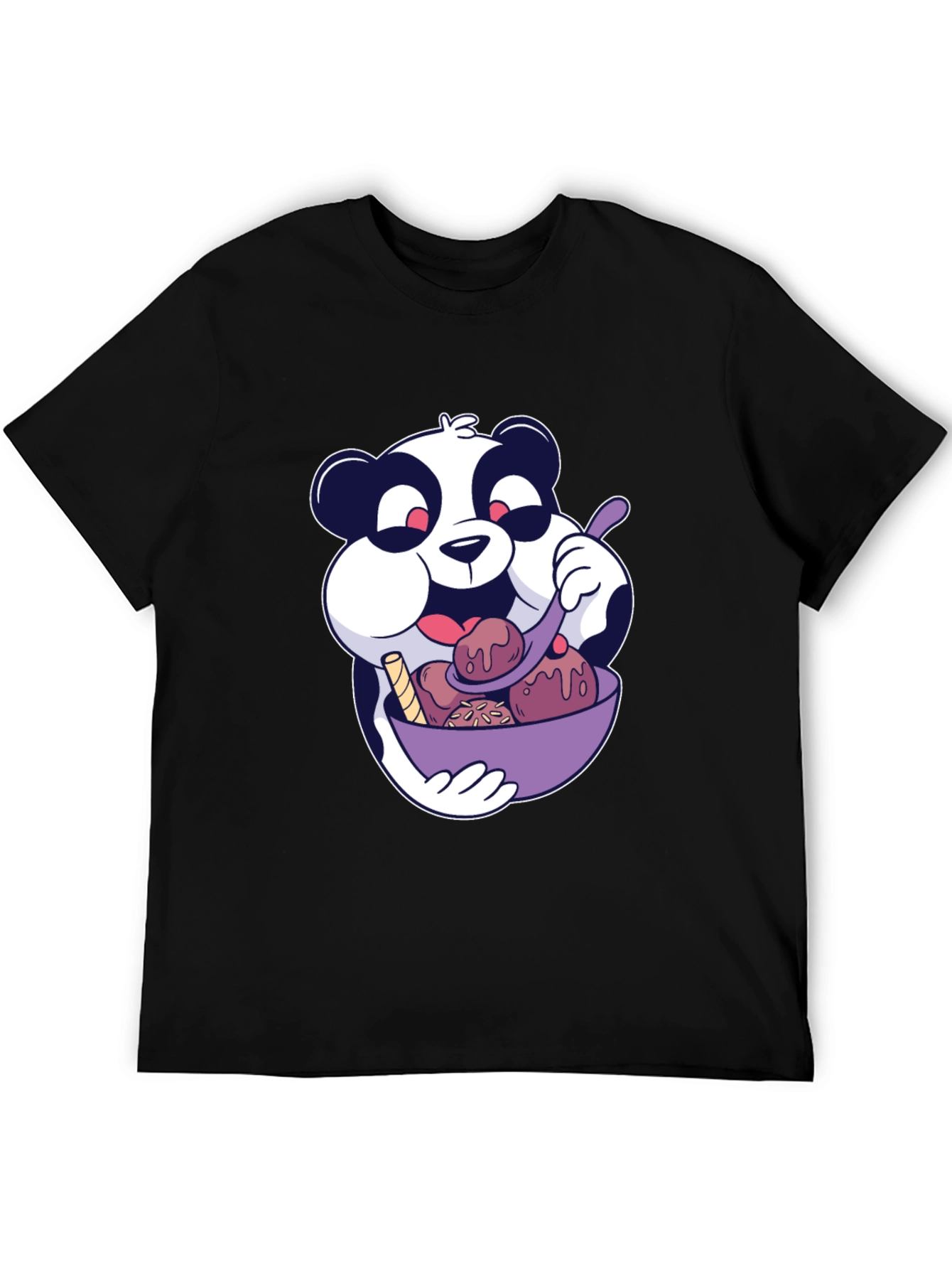 Panda Eating Ice Cream Graphic T-Shirt