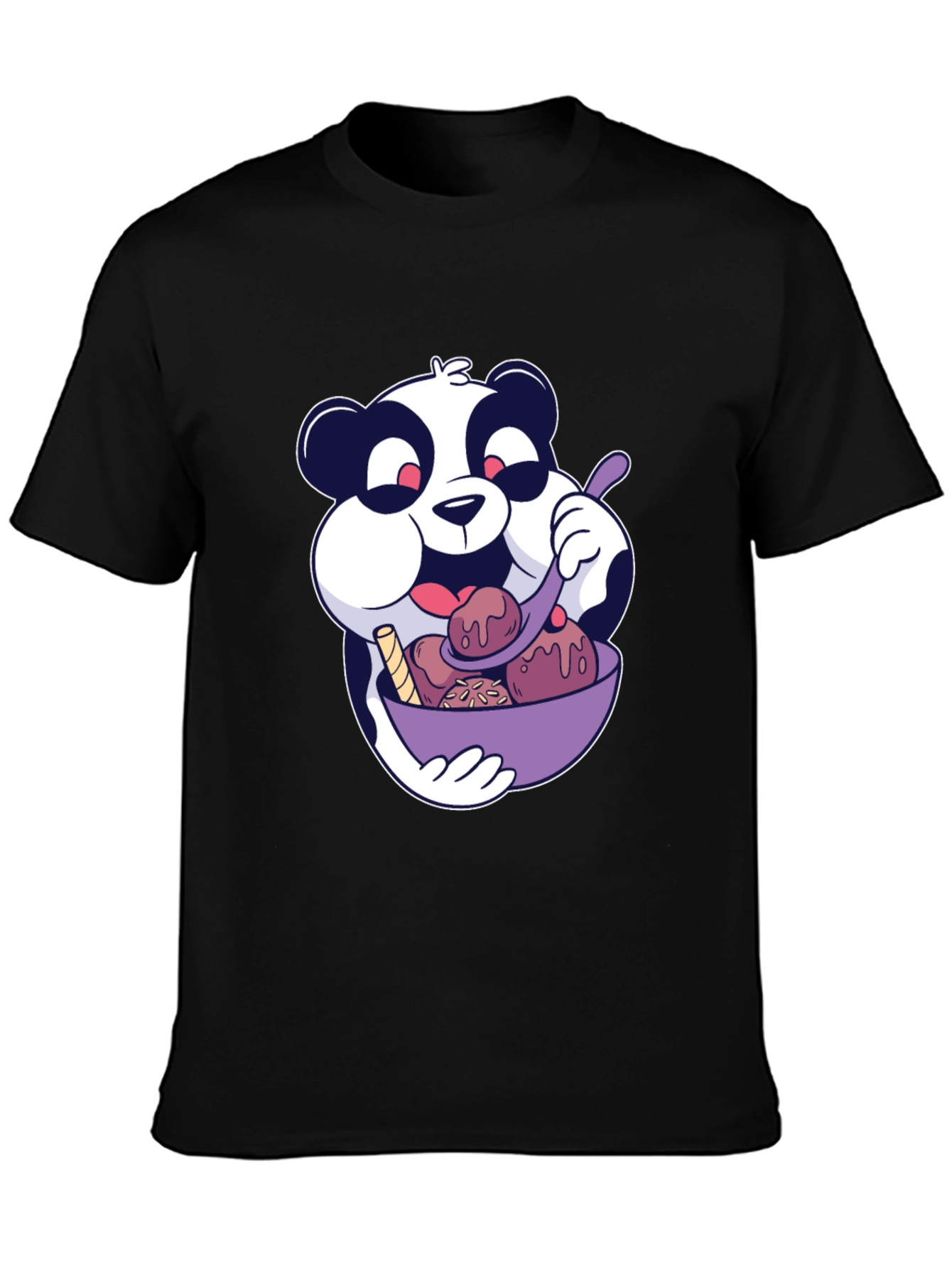 Panda Eating Ice Cream Graphic T-Shirt