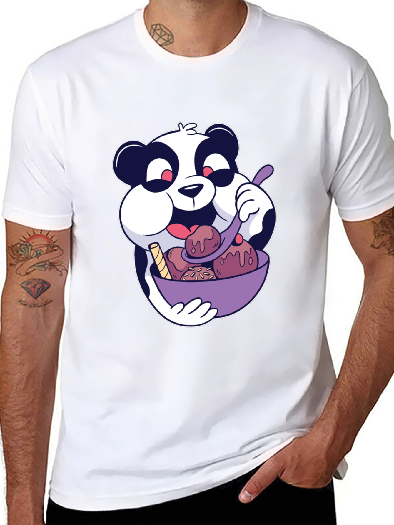 Panda Eating Ice Cream Graphic T-Shirt