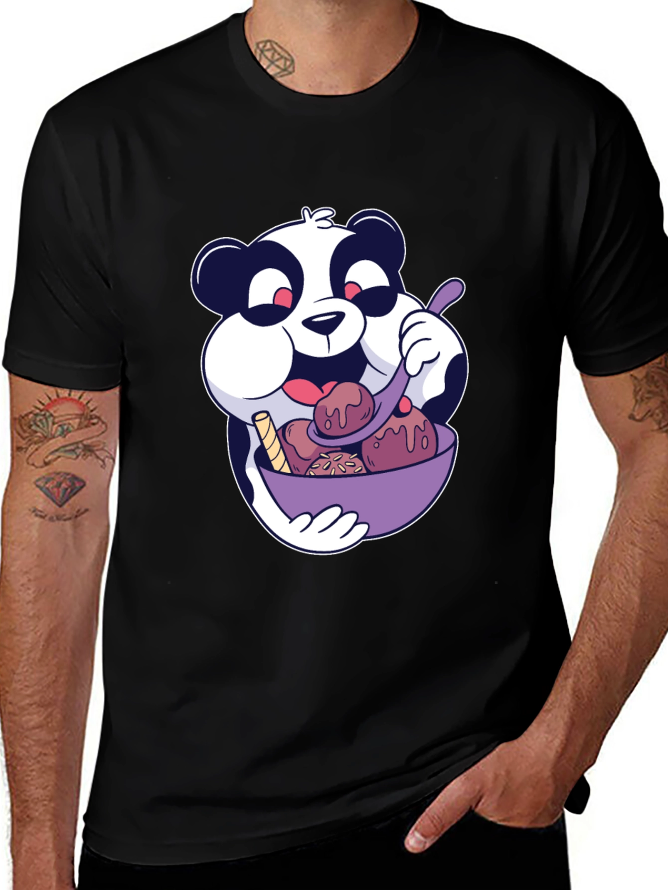 Panda Eating Ice Cream Graphic T-Shirt