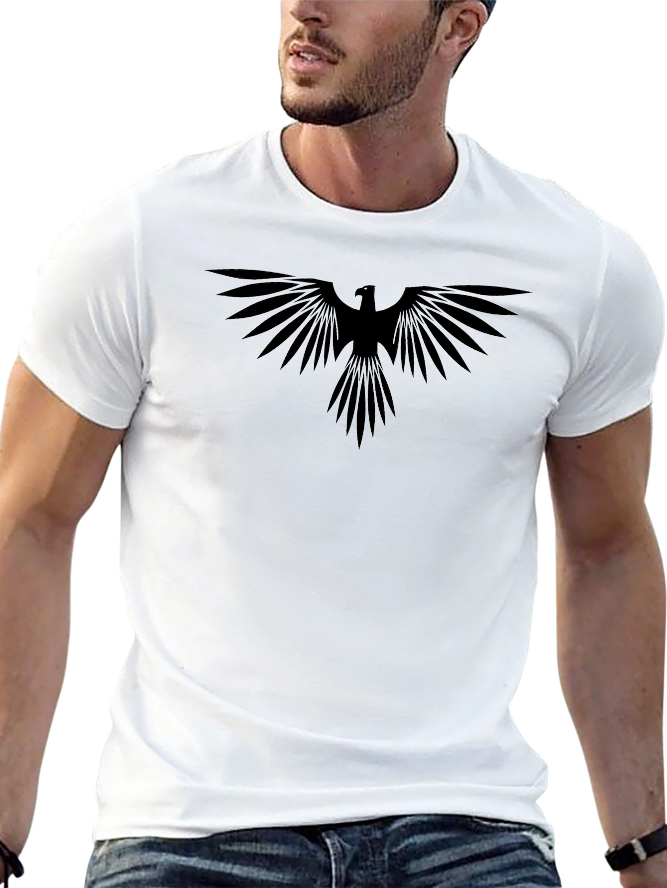 Mens Black Graphic Eagle T-Shirt
