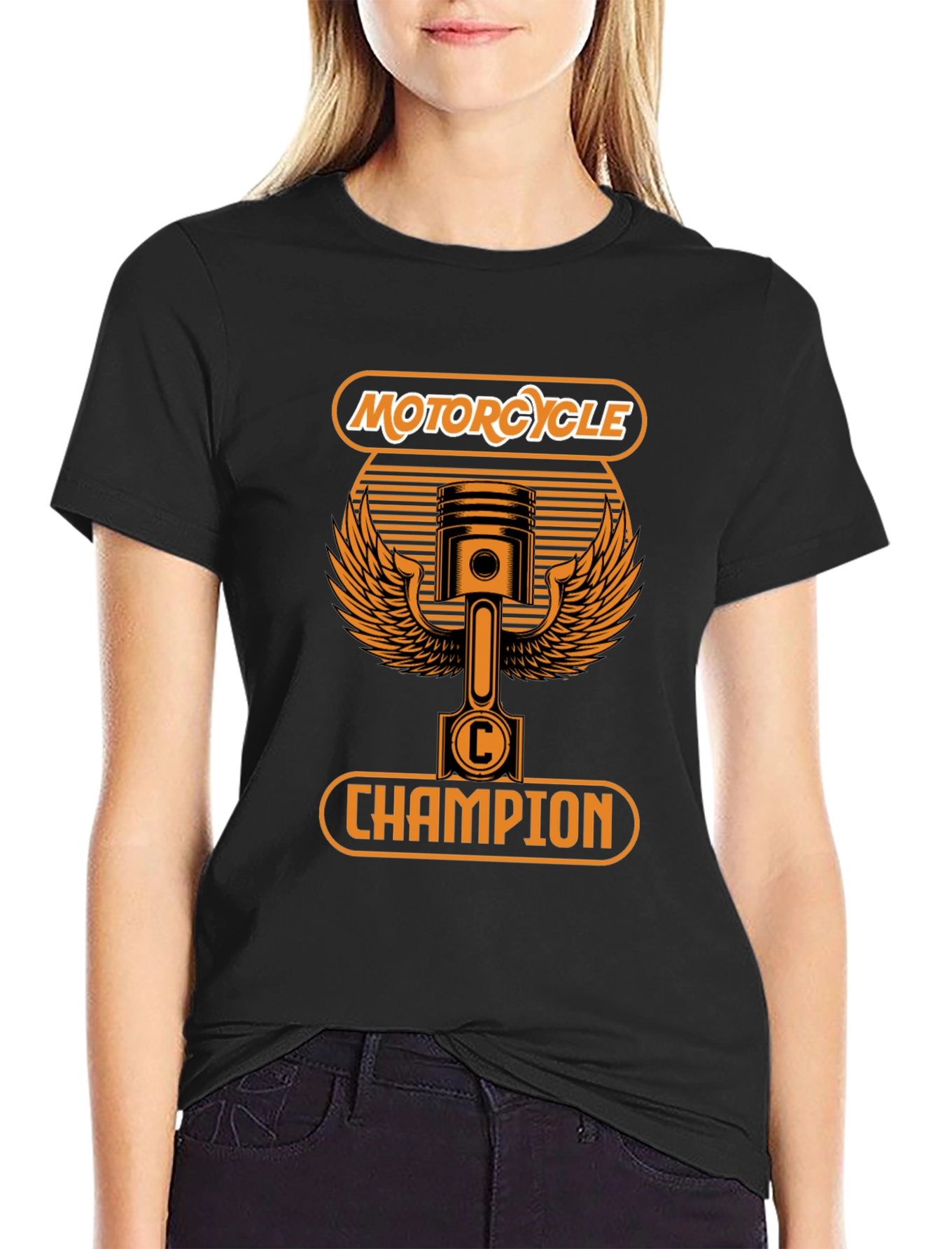 Motorcycle Champion Graphic T-Shirt - Black