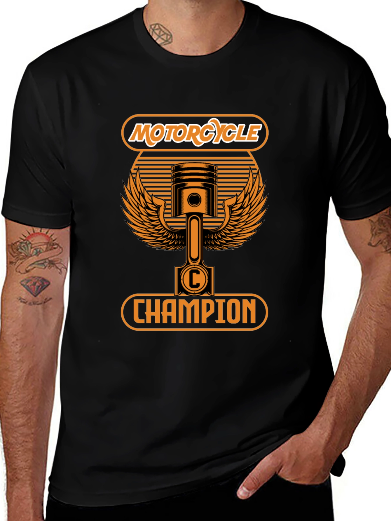 Motorcycle Champion Graphic T-Shirt - Black