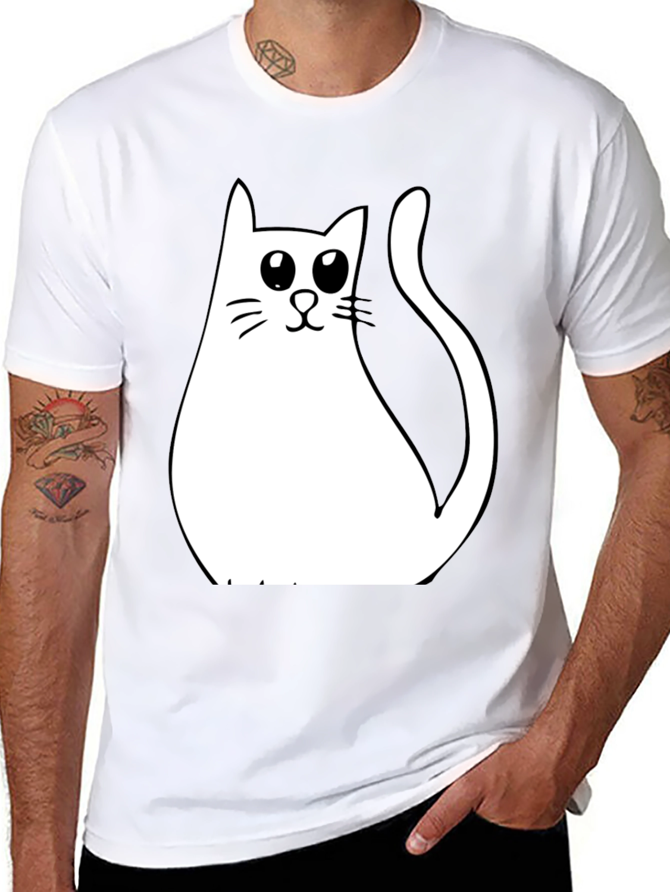 Cute Cat Graphic T-Shirt - Black Cotton Tee