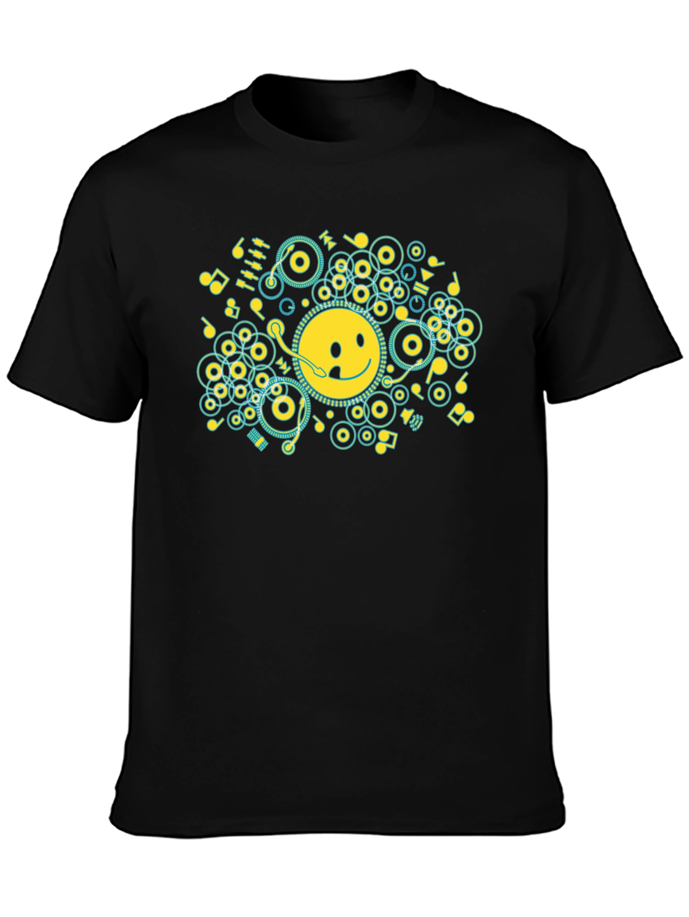 Smiley Face Music Graphic T-Shirt