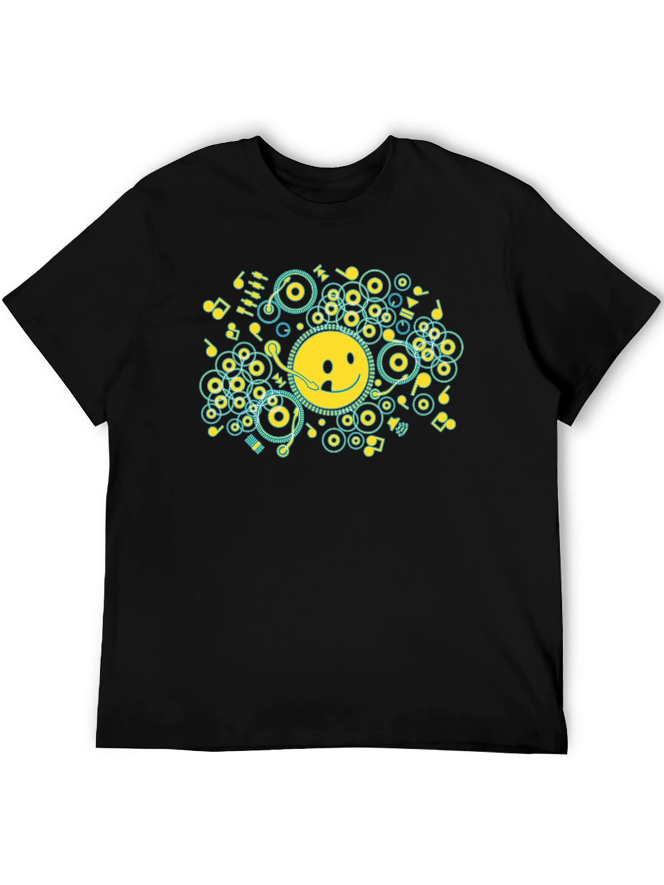 Smiley Face Music Graphic T-Shirt