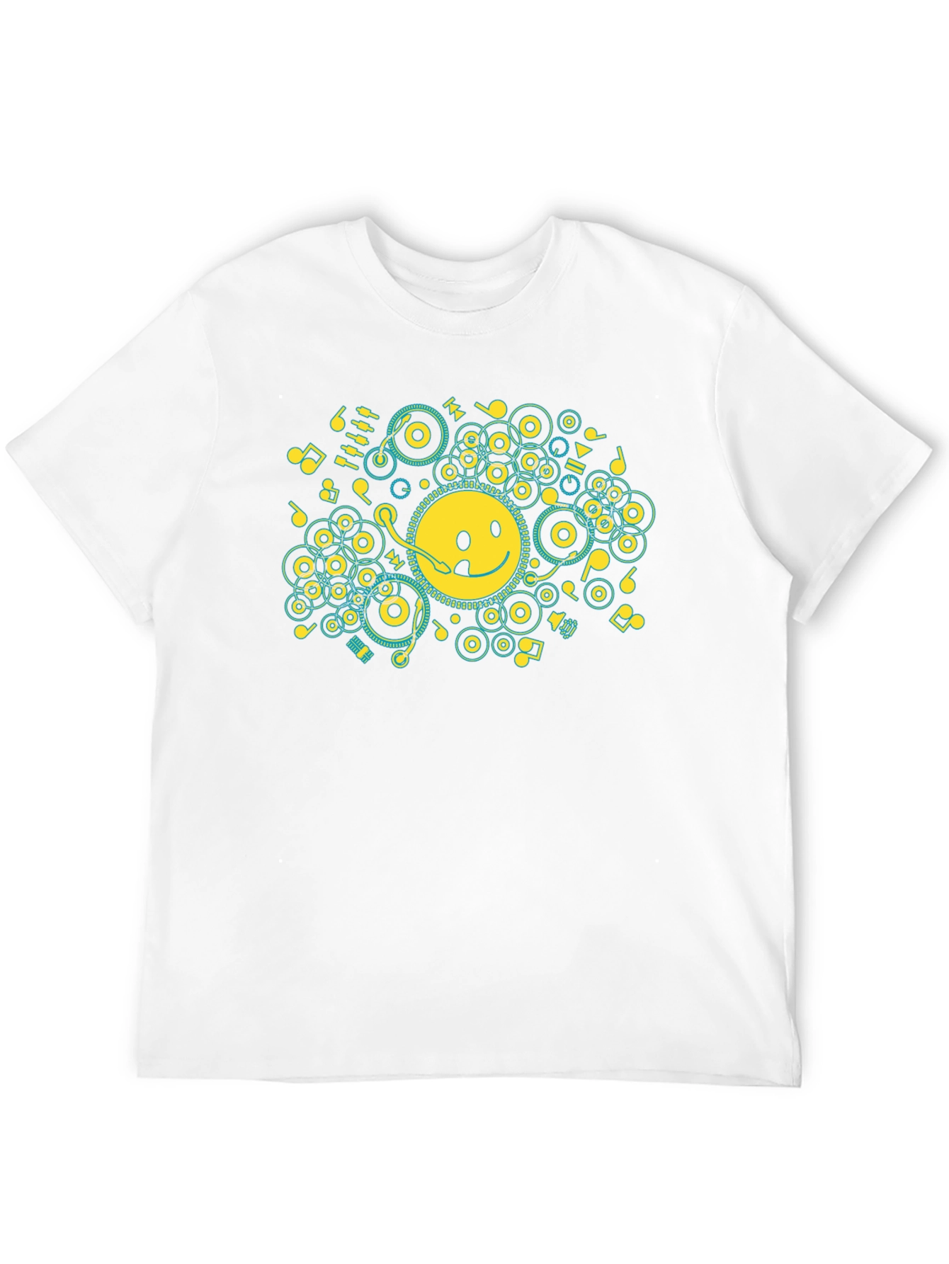 Smiley Face Music Graphic T-Shirt