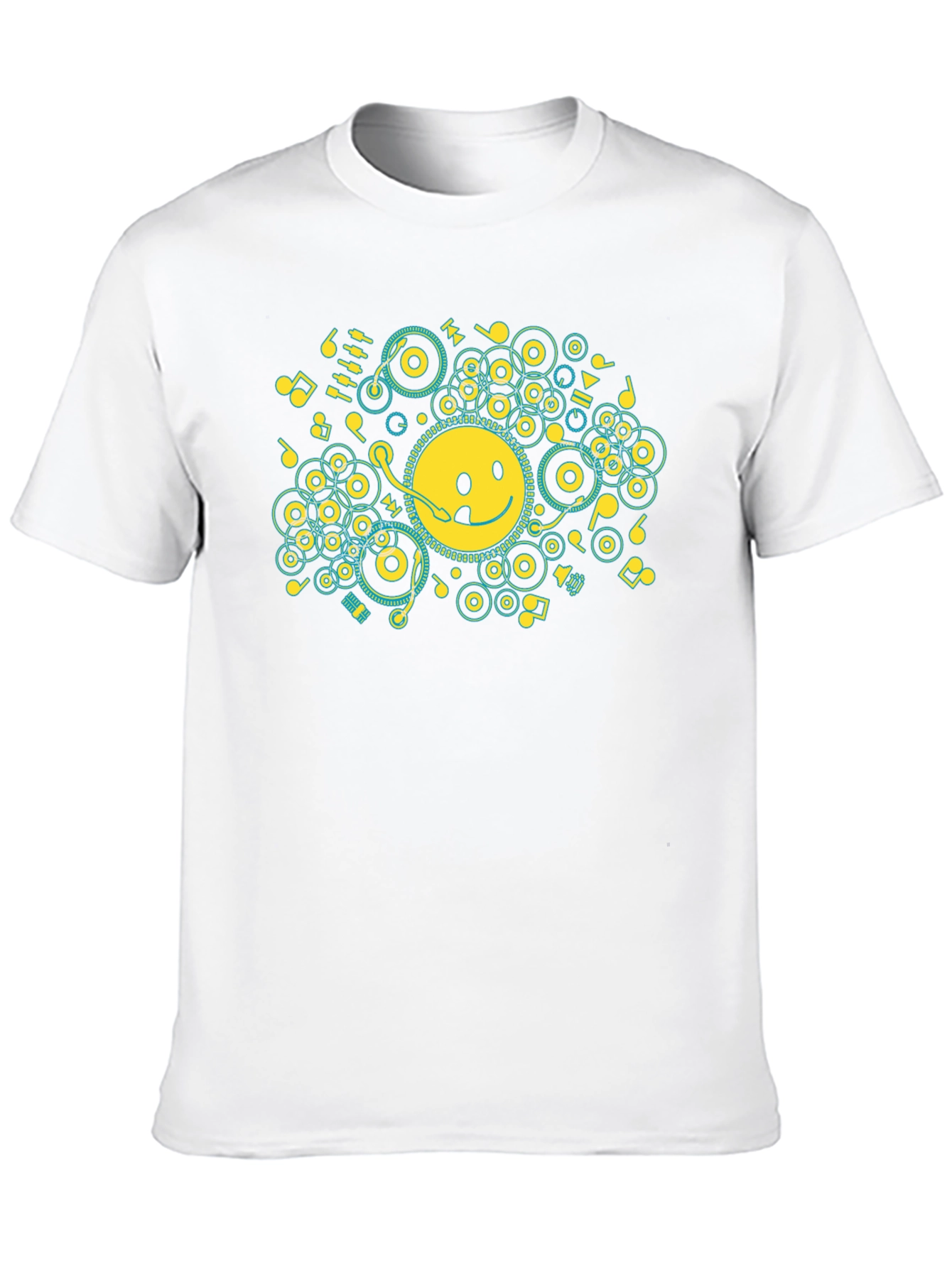 Smiley Face Music Graphic T-Shirt