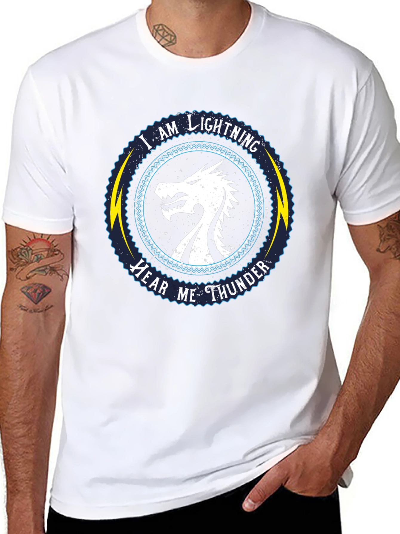 I Am Lightning Hear Me Thunder Dragon Graphic Tee