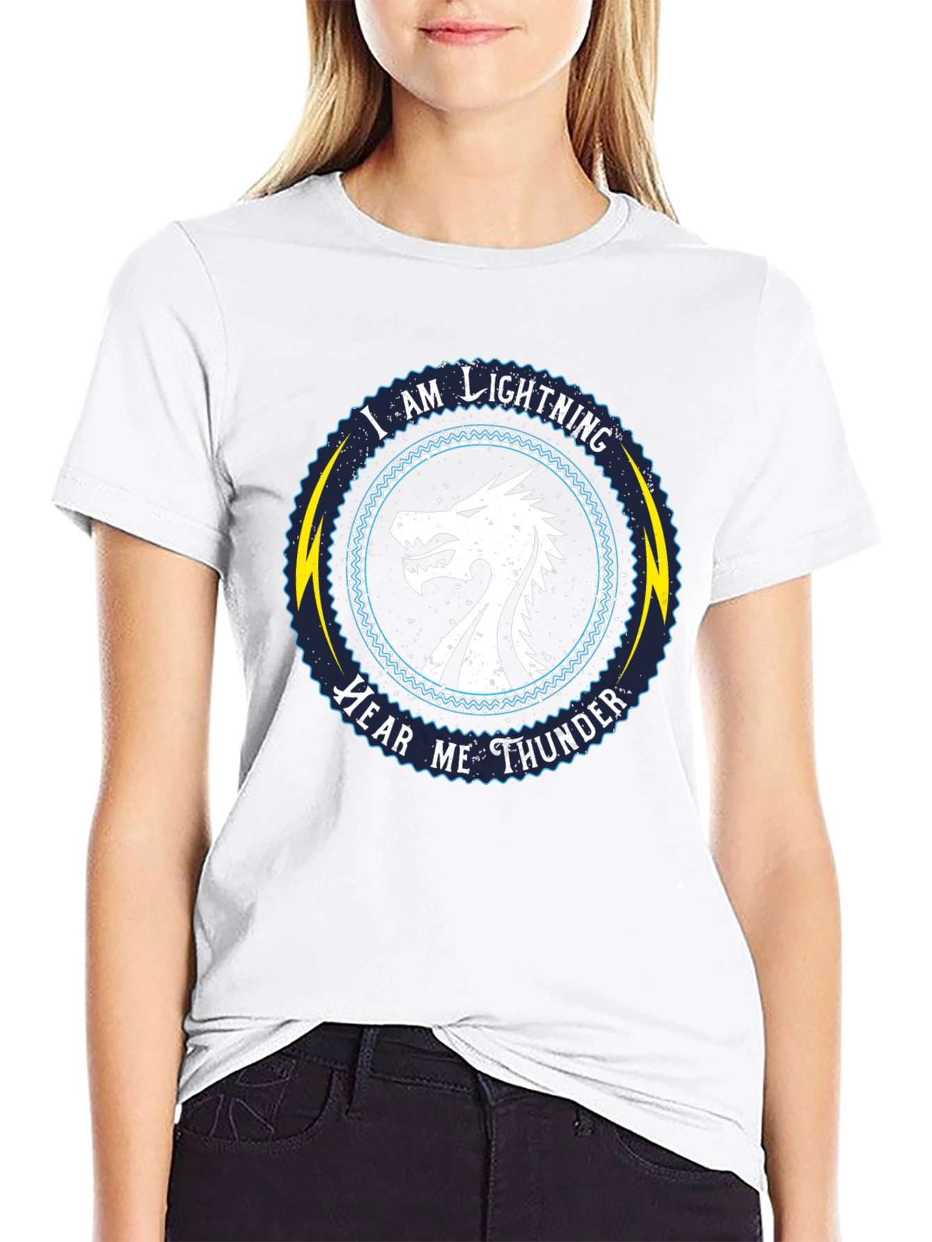 I Am Lightning Hear Me Thunder Dragon Graphic Tee