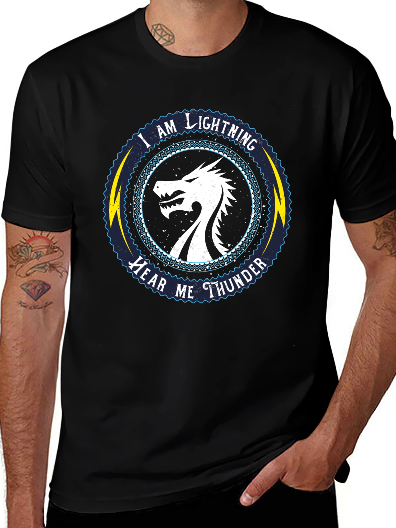 I Am Lightning Hear Me Thunder Dragon Graphic Tee