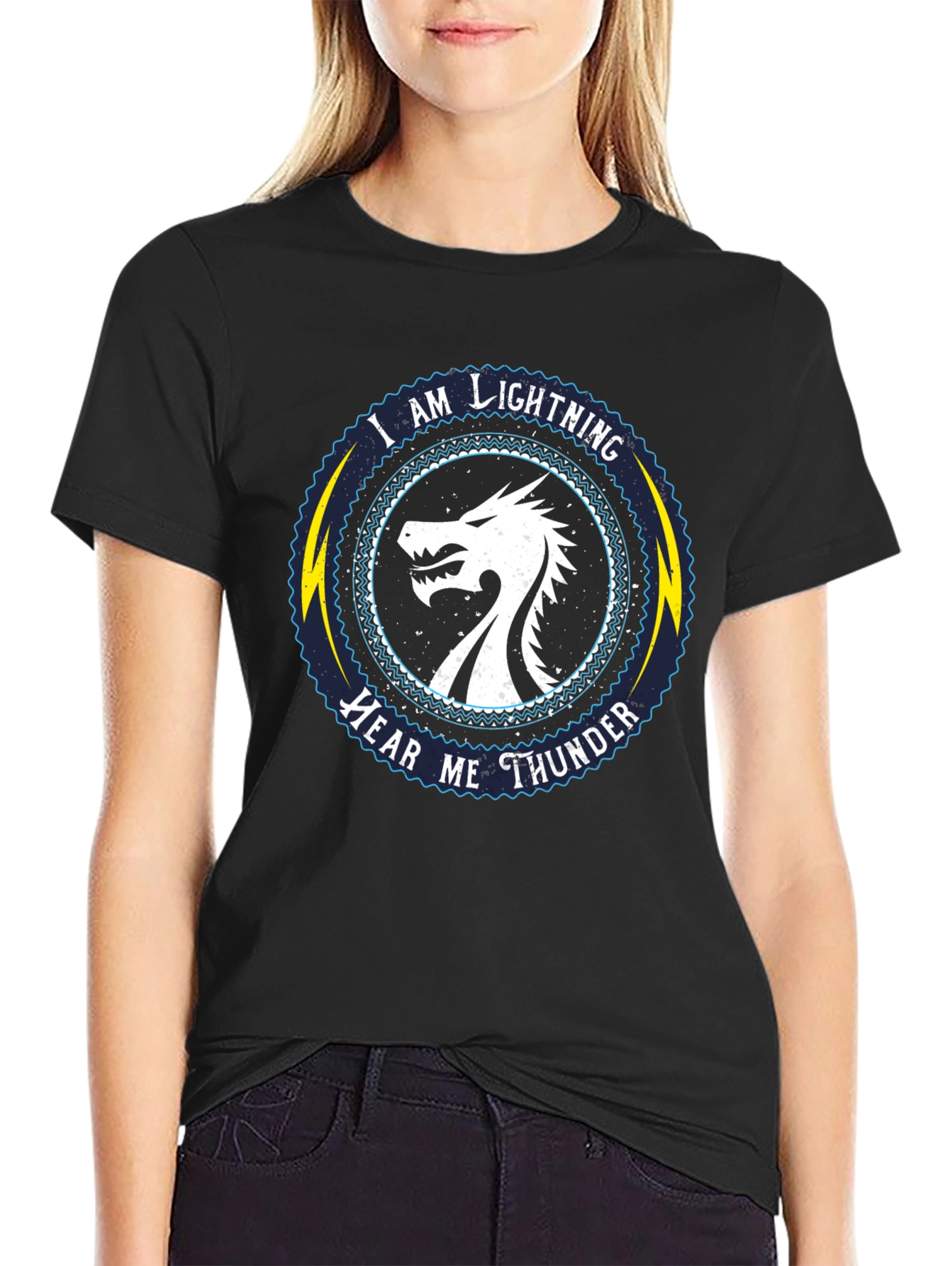 I Am Lightning Hear Me Thunder Dragon Graphic Tee