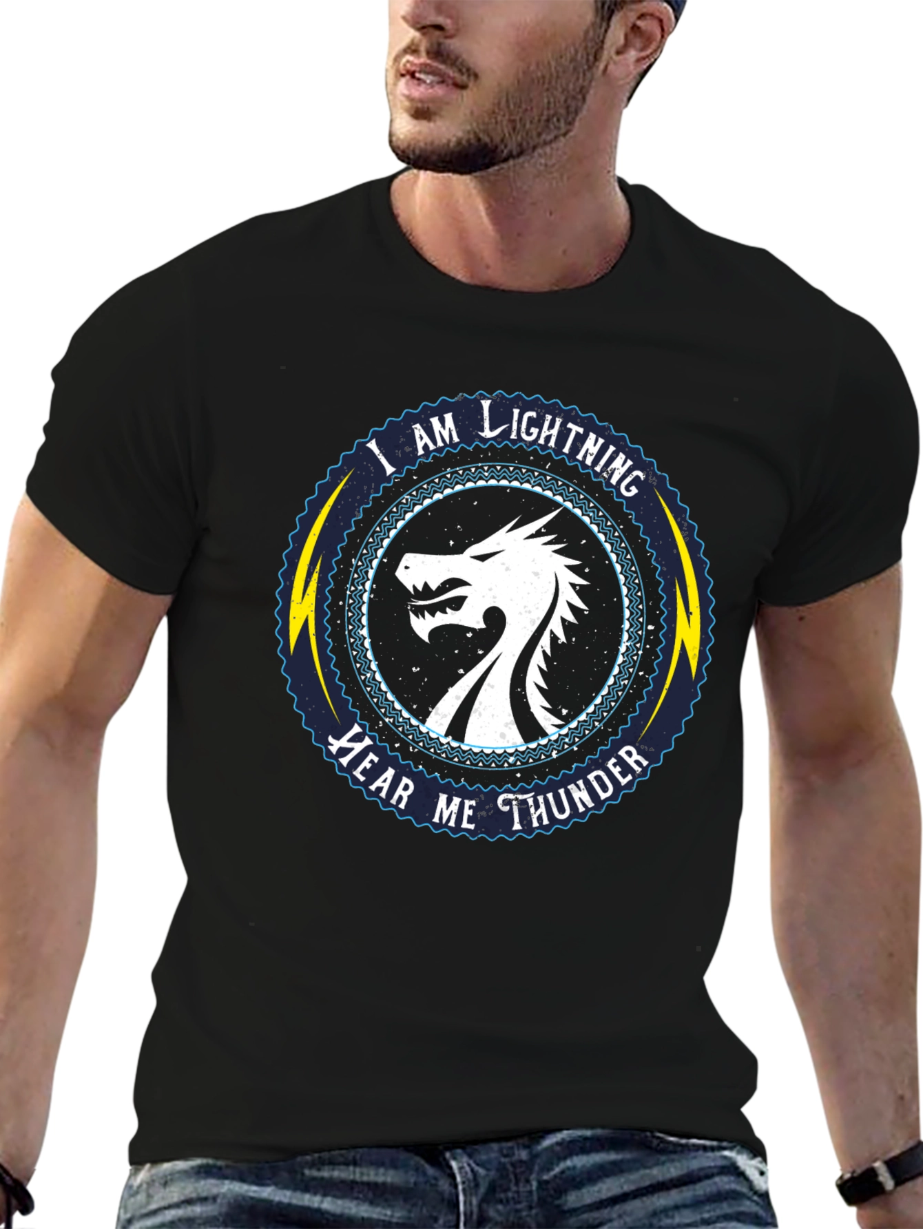 I Am Lightning Hear Me Thunder Dragon Graphic Tee