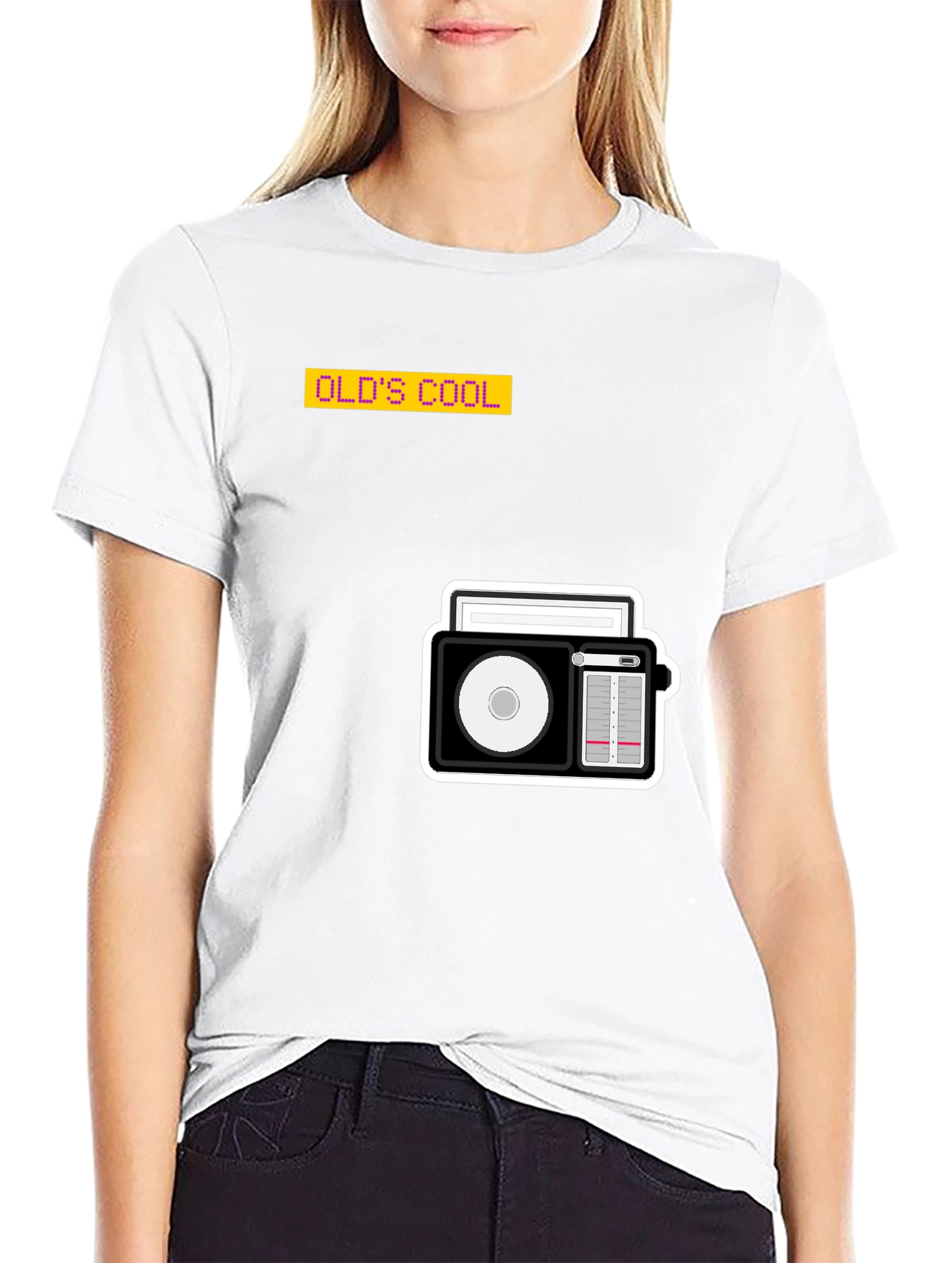 Retro Radio Graphic Black T-Shirt - Old School Cool