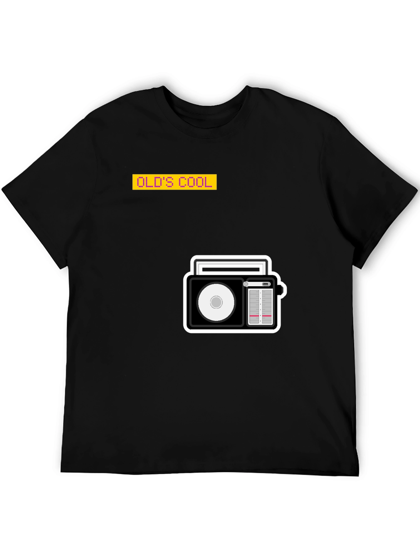 Retro Radio Graphic Black T-Shirt - Old School Cool
